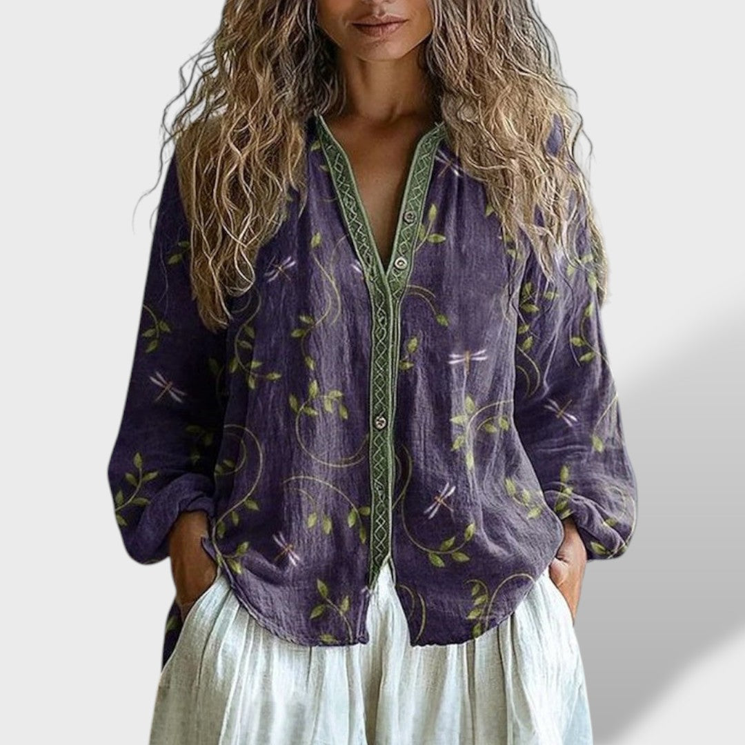 Ámbar Vintage Blus Hojas