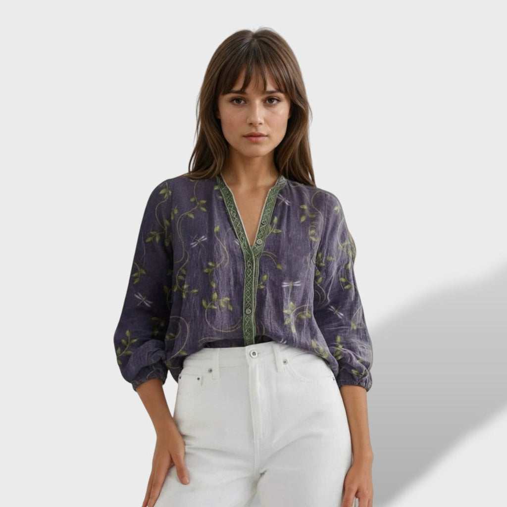 Ámbar Vintage Blus Hojas