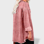 María naiste oversized teksajakk nööpide ja taskutega