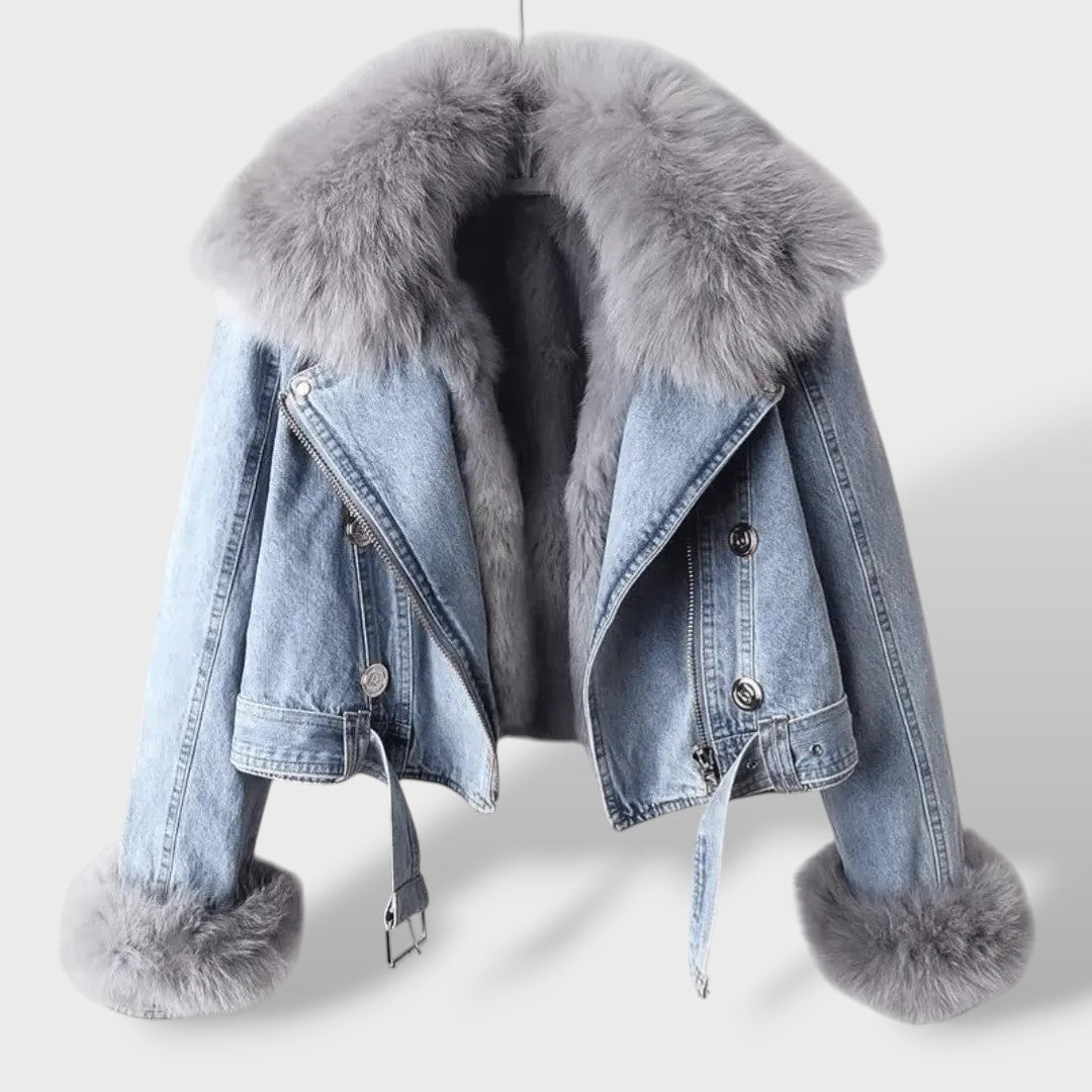 Naiste Kunstkarusnahaga Denim Jakk