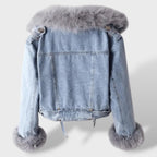 Naiste Kunstkarusnahaga Denim Jakk
