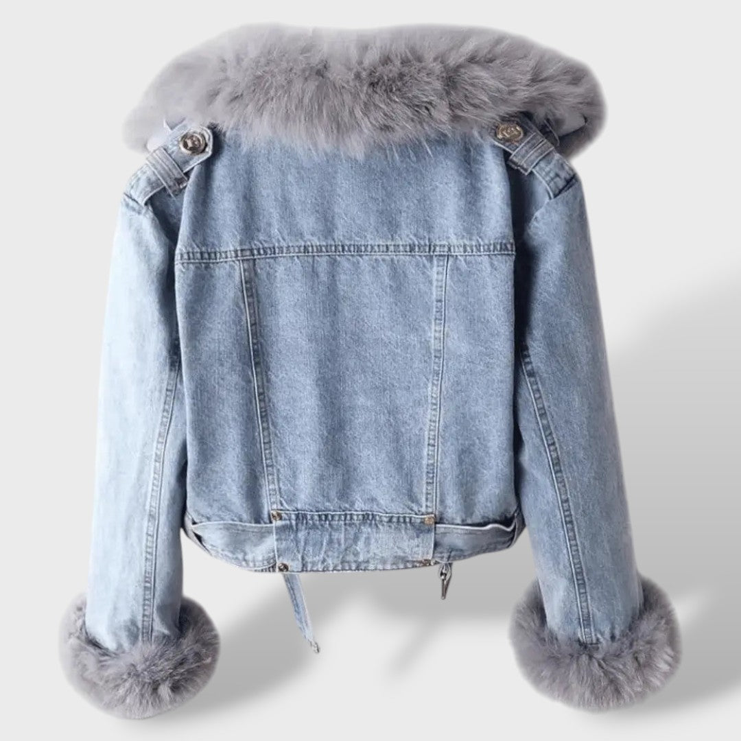 Naiste Kunstkarusnahaga Denim Jakk