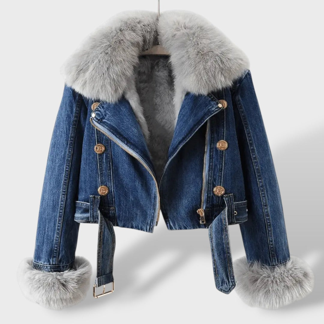 Naiste Kunstkarusnahaga Denim Jakk
