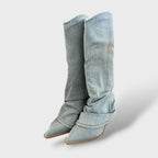 Naisten Denim Kõrged Cowboy Saapad