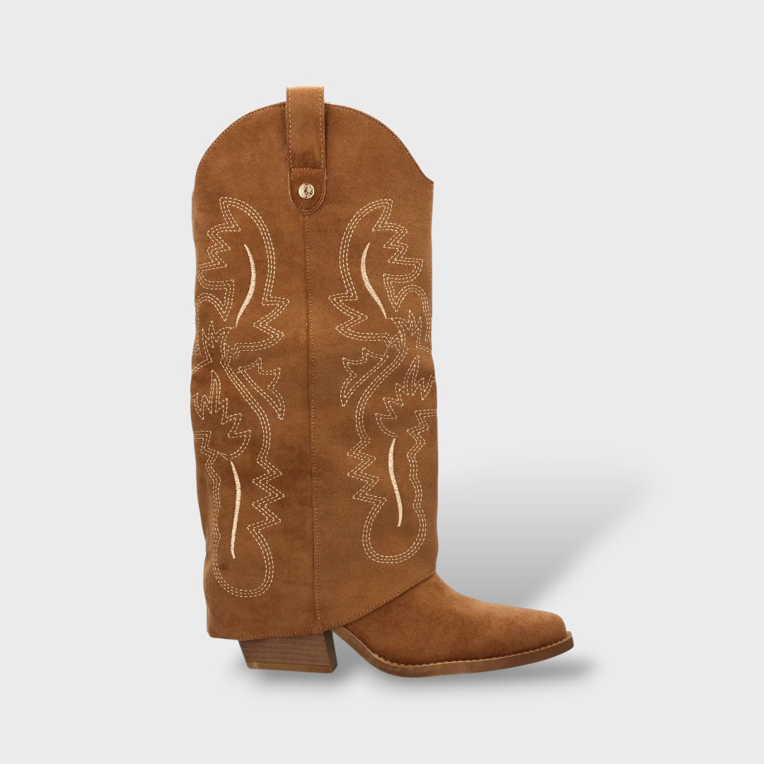 Borditud cowboy saapad madala kontsaga