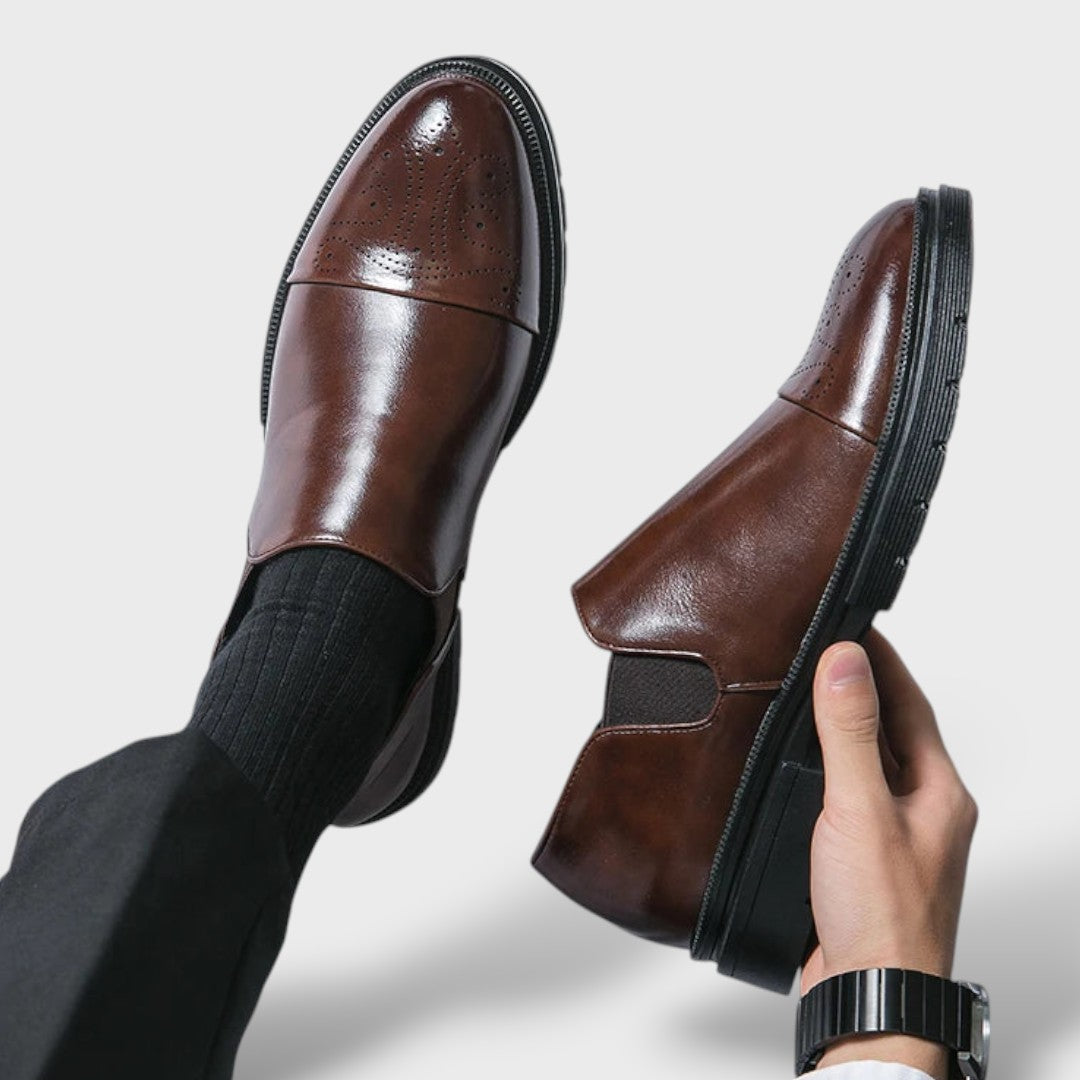 Meeste Nahast Mocasines Brogue Slip-On Paksu Tallaga