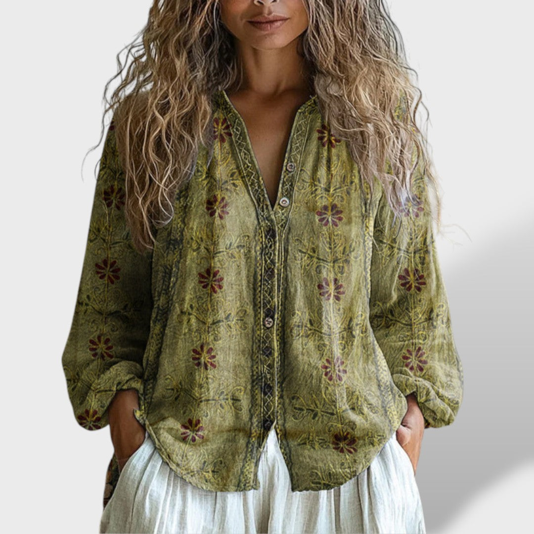 Ámbar Vintage Blus Hojas