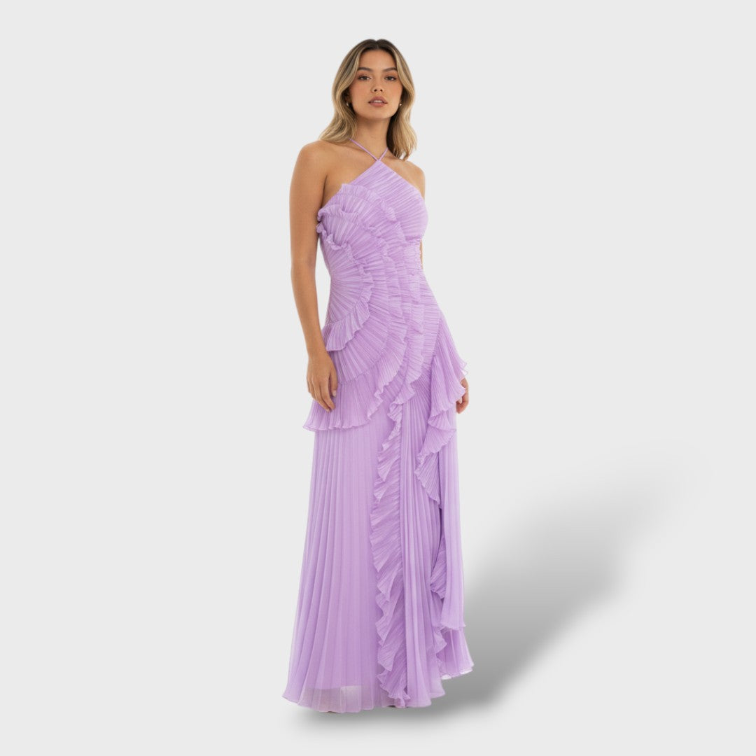 Maxi kleit halter volangidega avatud