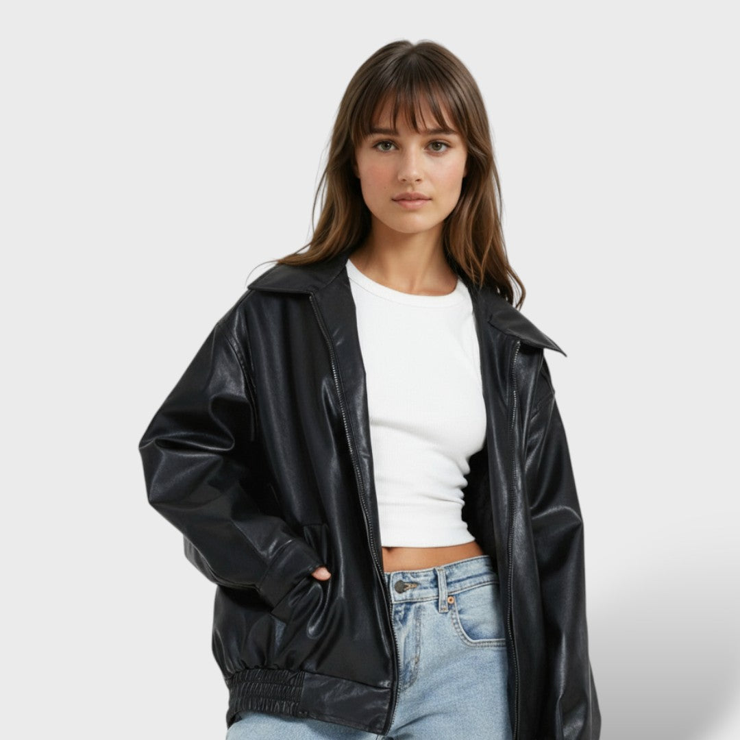 Üksikasjalik Oversized Kunstnahast Jakk