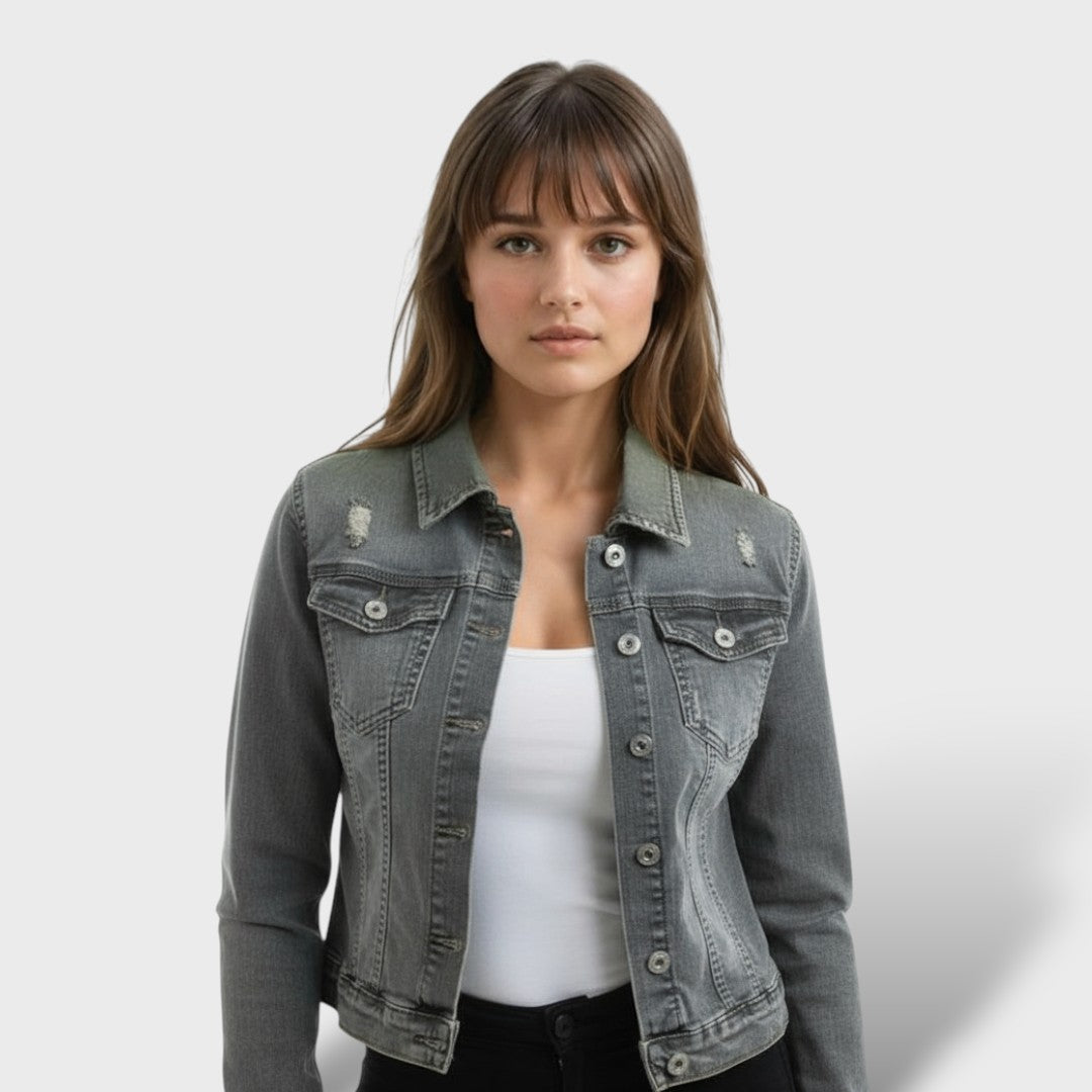 Naisten Slim Fit Teksajakk