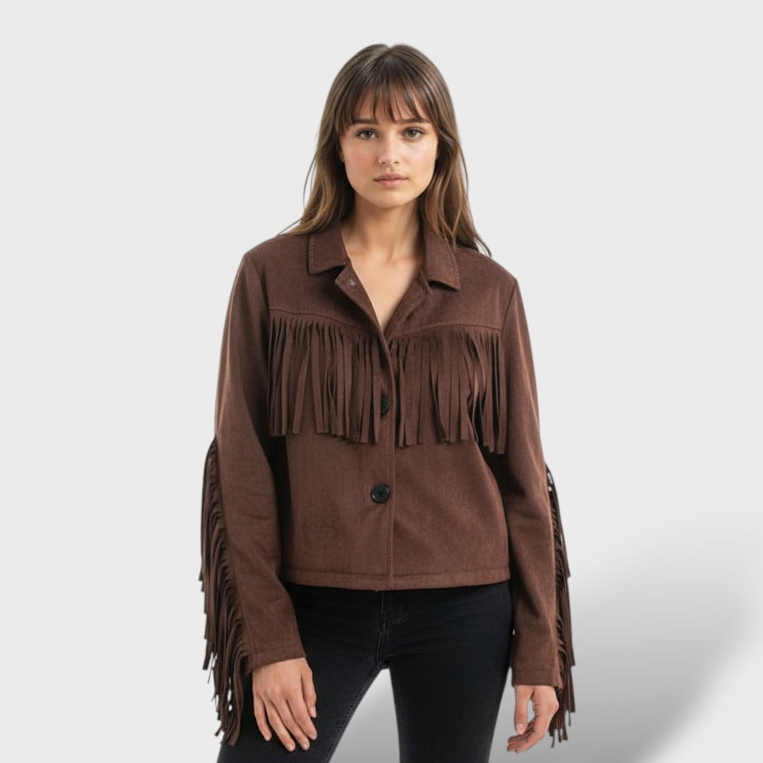 Lühike Suede Jakk Frakidega Naistele Elegantne