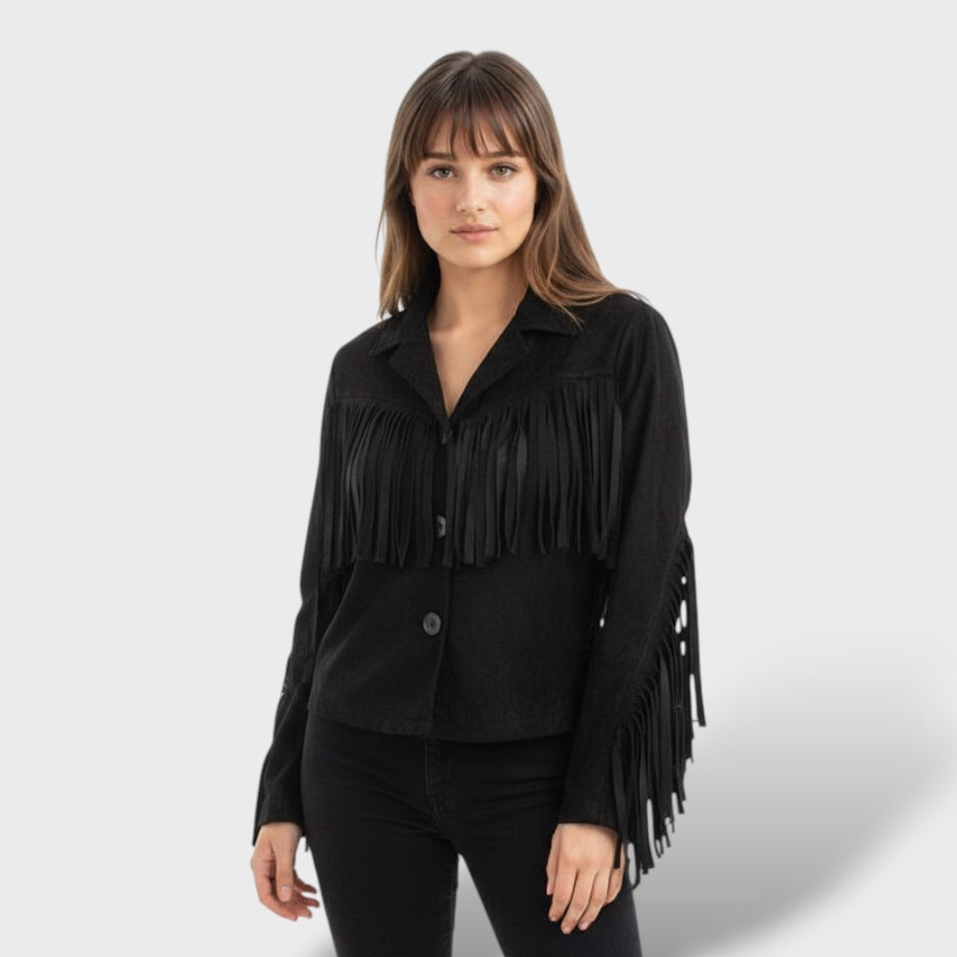 Lühike Suede Jakk Frakidega Naistele Elegantne