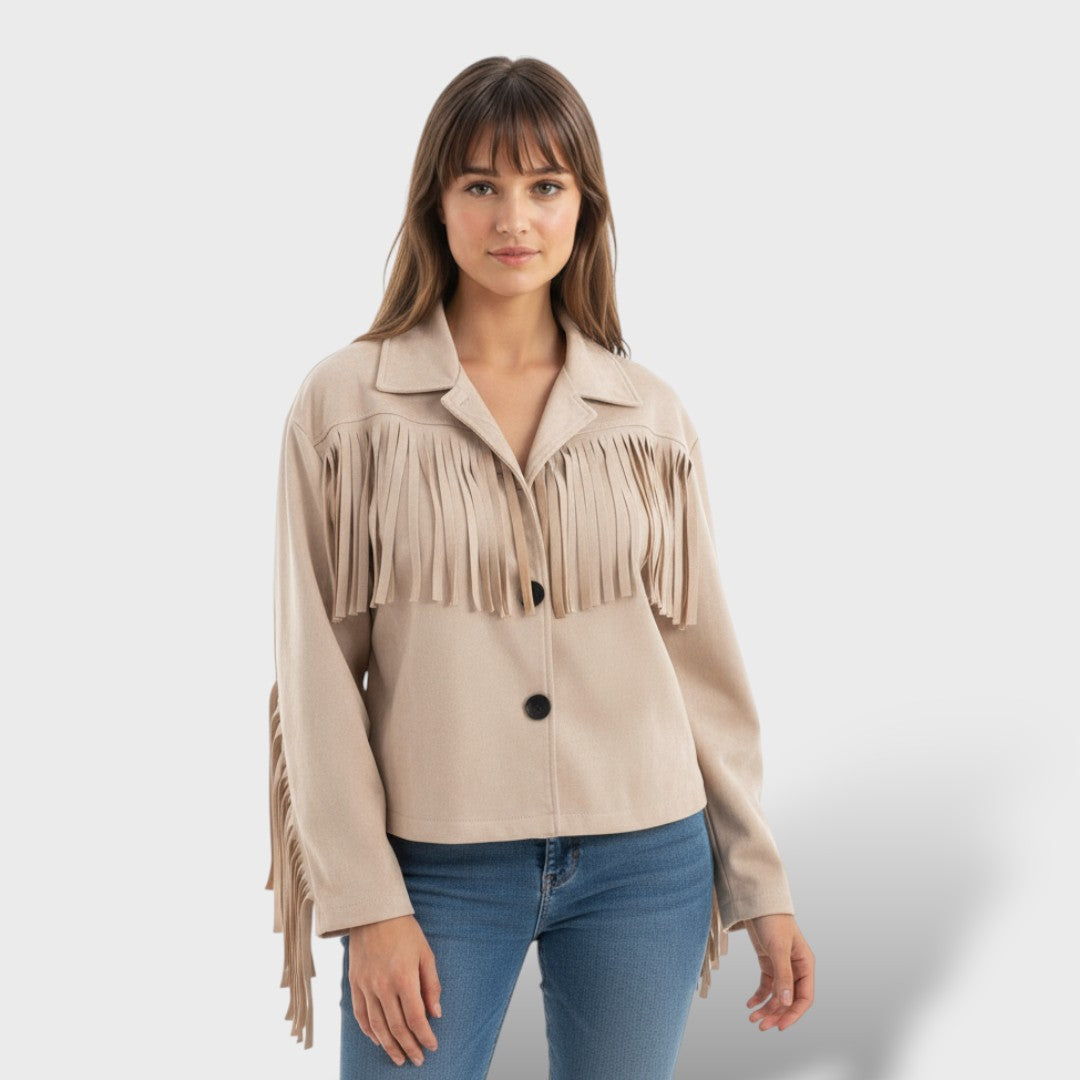 Lühike Suede Jakk Frakidega Naistele Elegantne