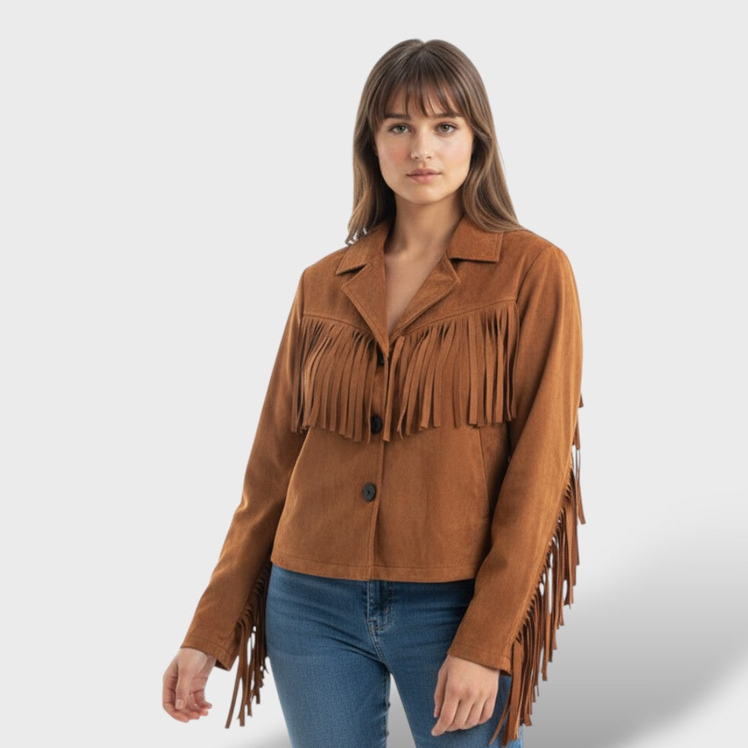 Lühike Suede Jakk Frakidega Naistele Elegantne