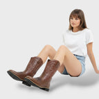 Meeste Retro Tikitud Cowboy Saapad
