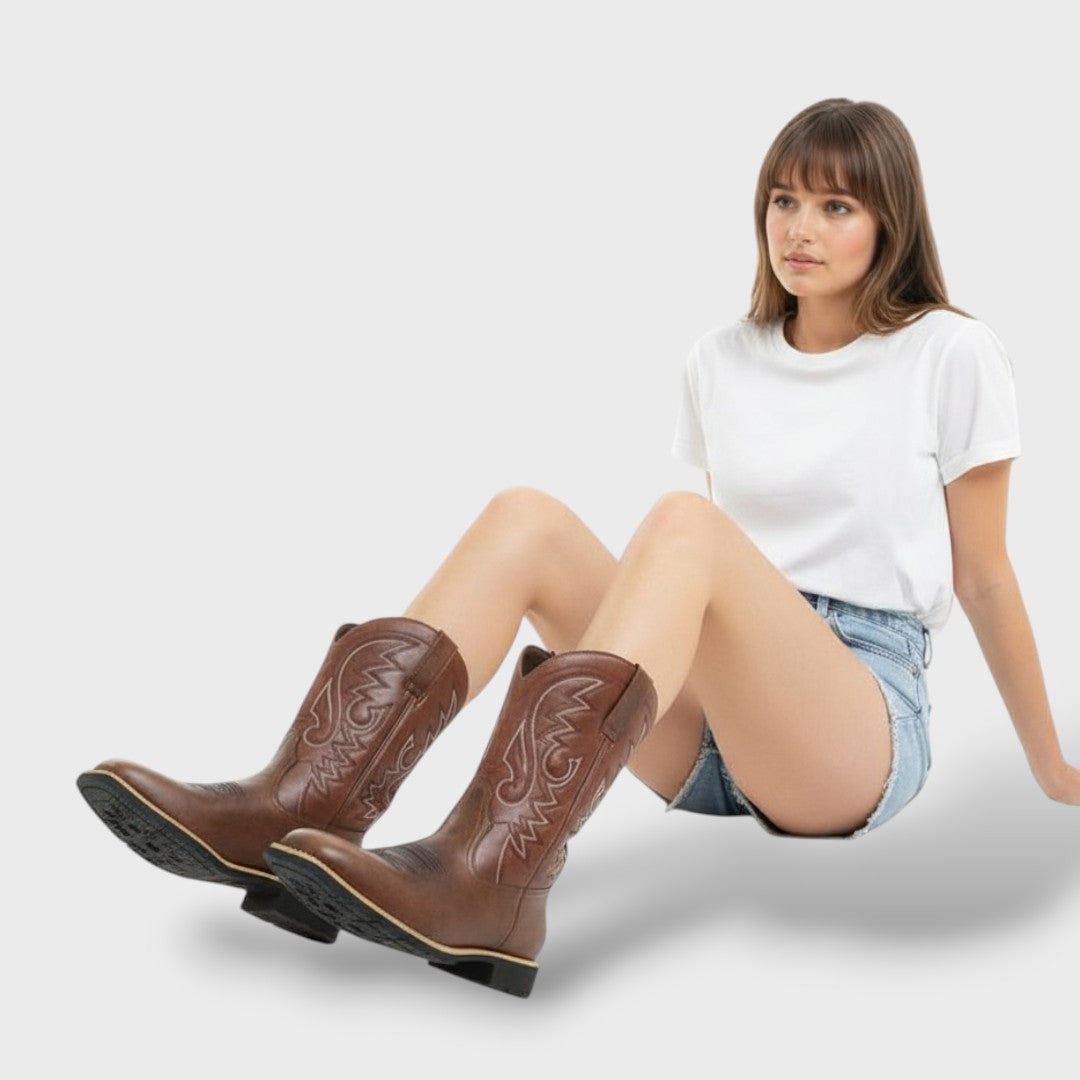 Meeste Retro Tikitud Cowboy Saapad