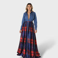 Elegantne Pikk Kleit Patchwork Punane Naistele