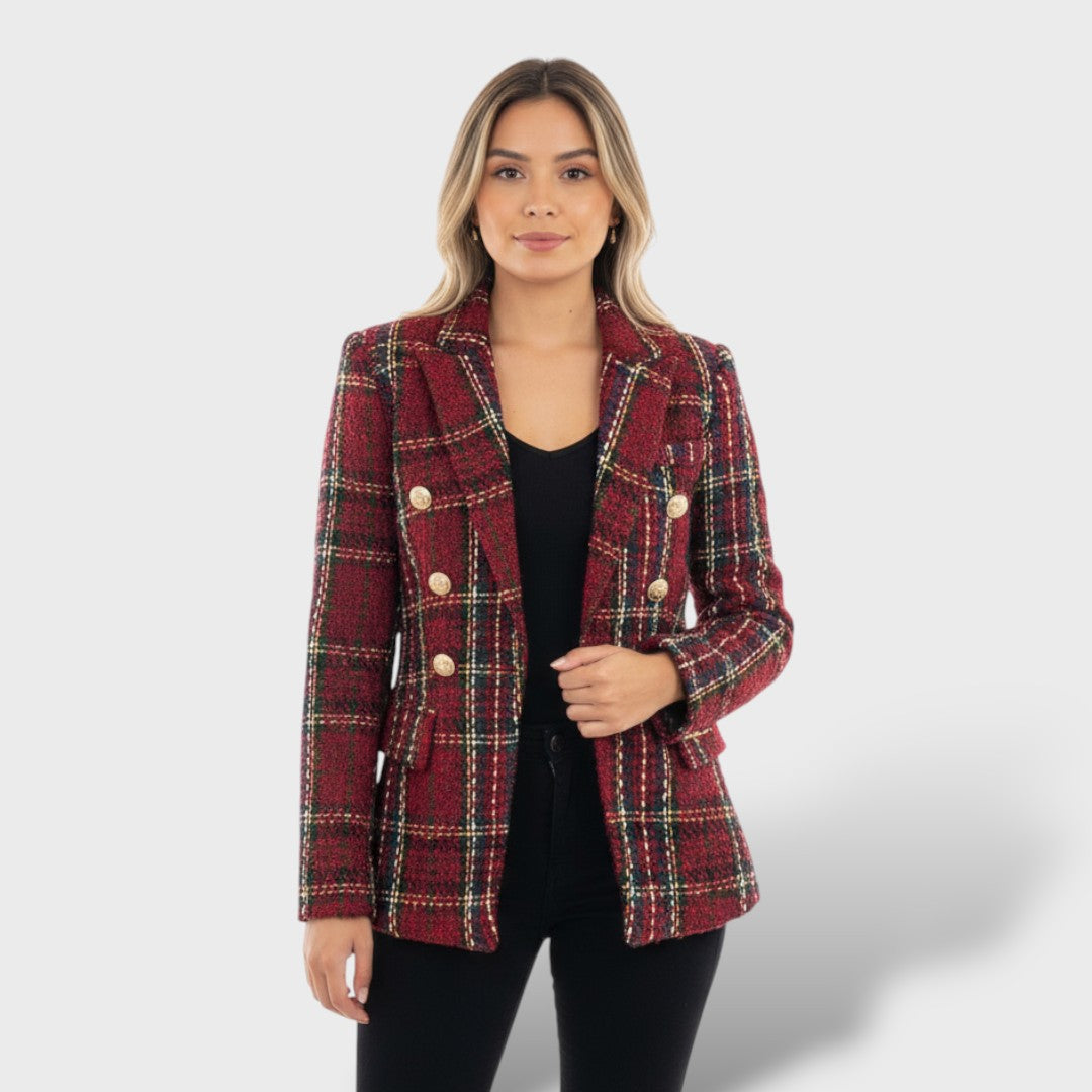 Elegantne ruuduline bleiser naistele