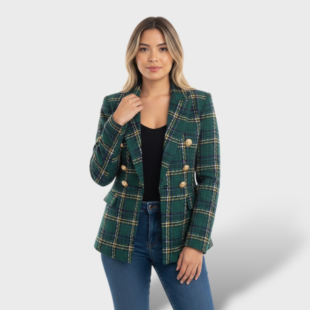 Elegantne ruuduline bleiser naistele