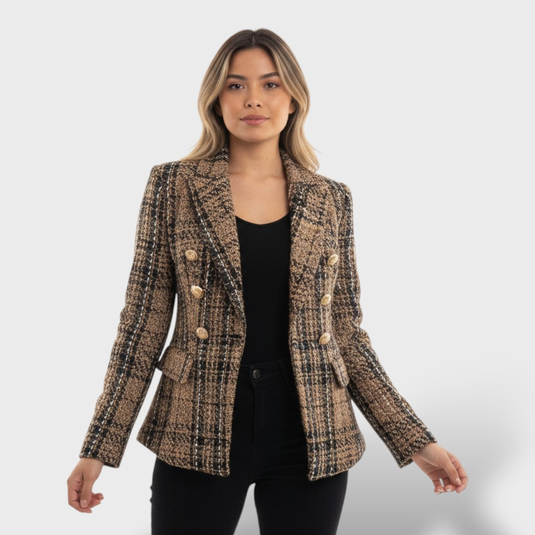 Elegantne ruuduline bleiser naistele