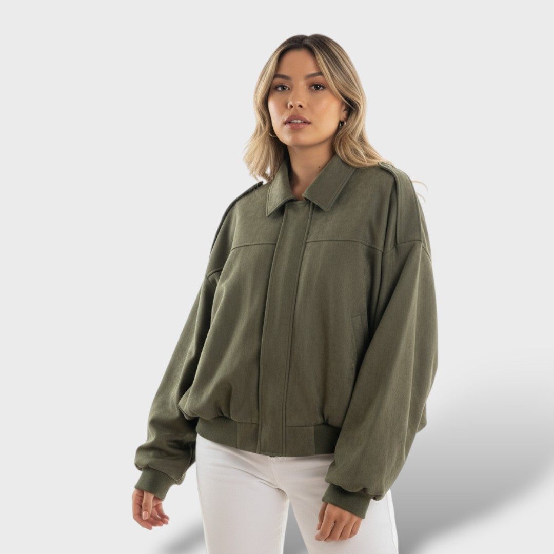 Vintage stiilis bomber-jakk kraega