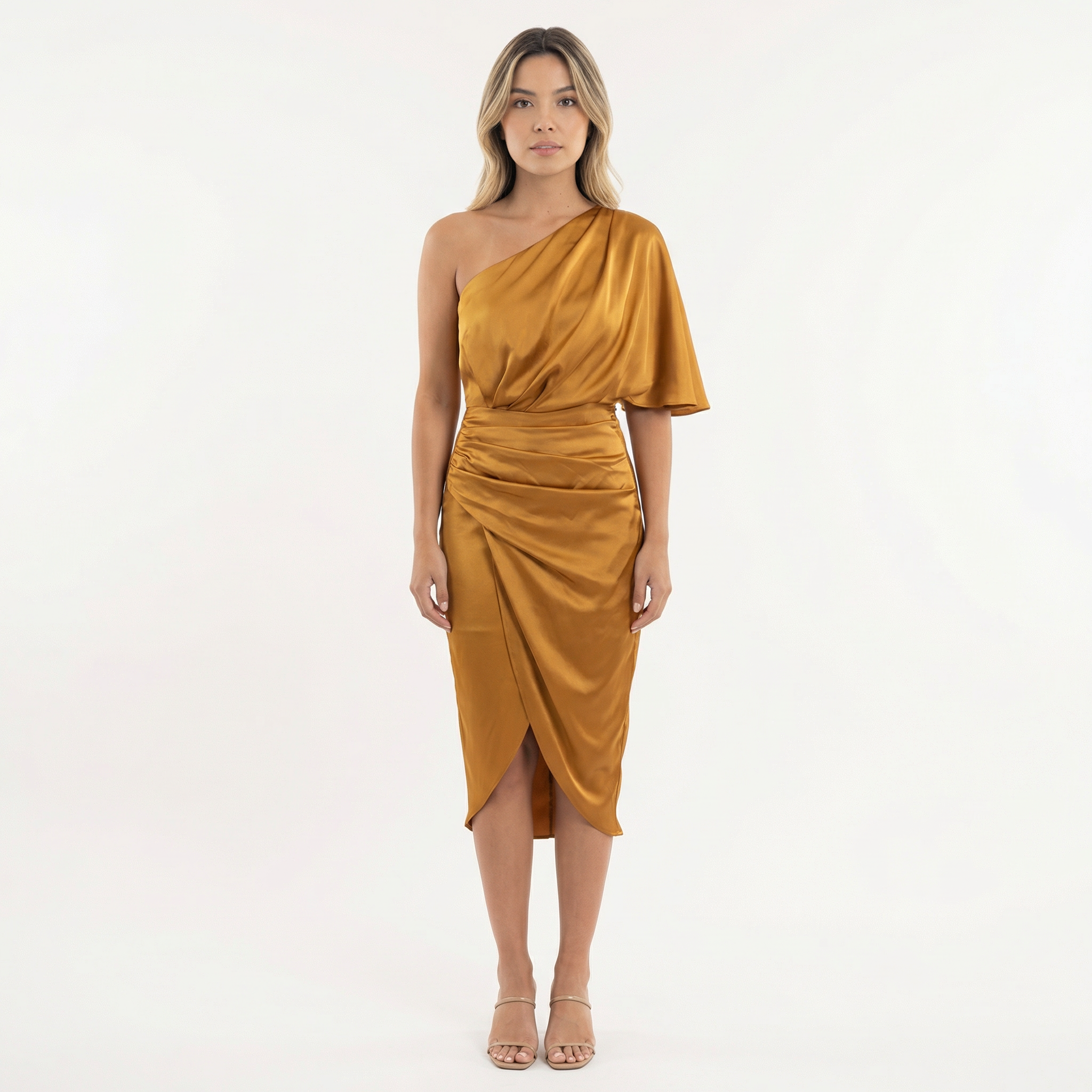 Asümmeetriline Midi Kleit Satin