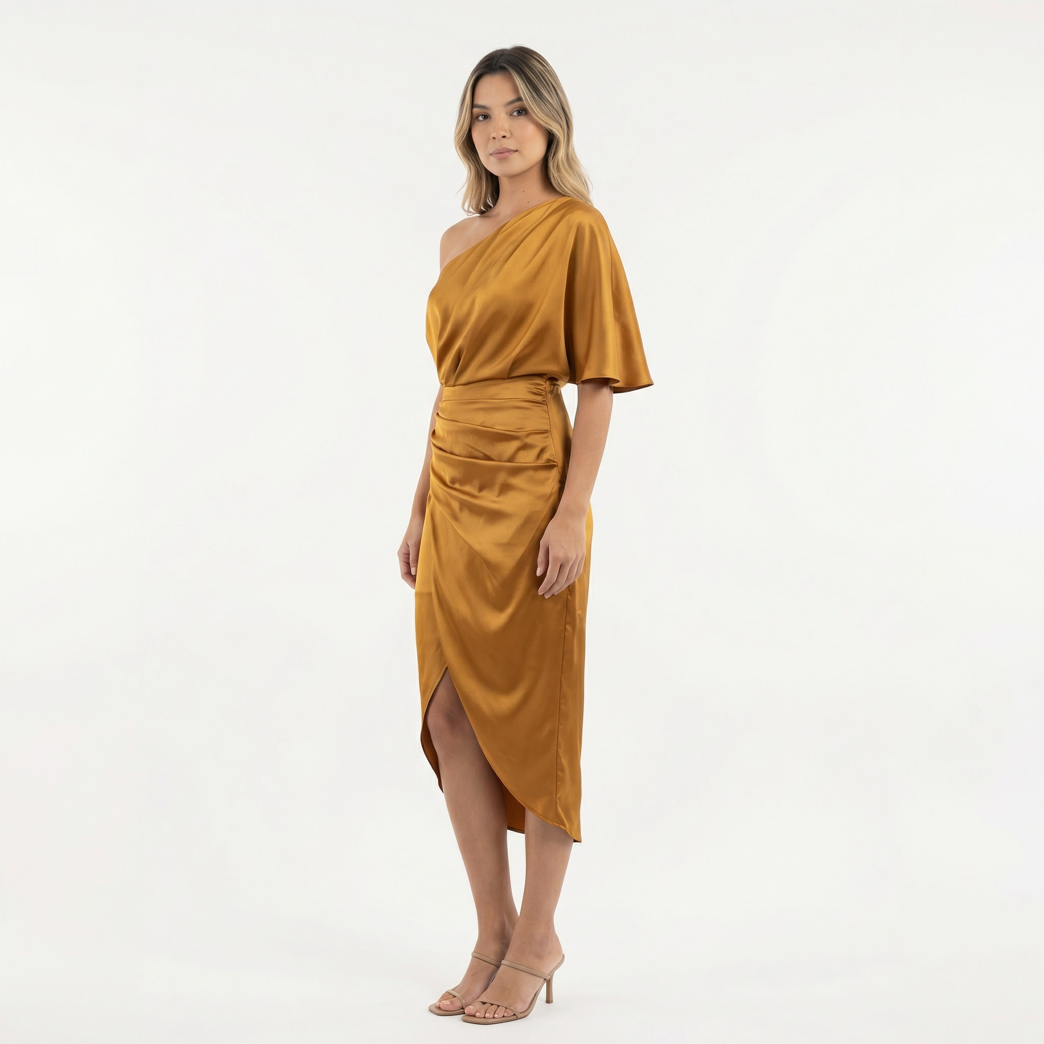Asümmeetriline Midi Kleit Satin