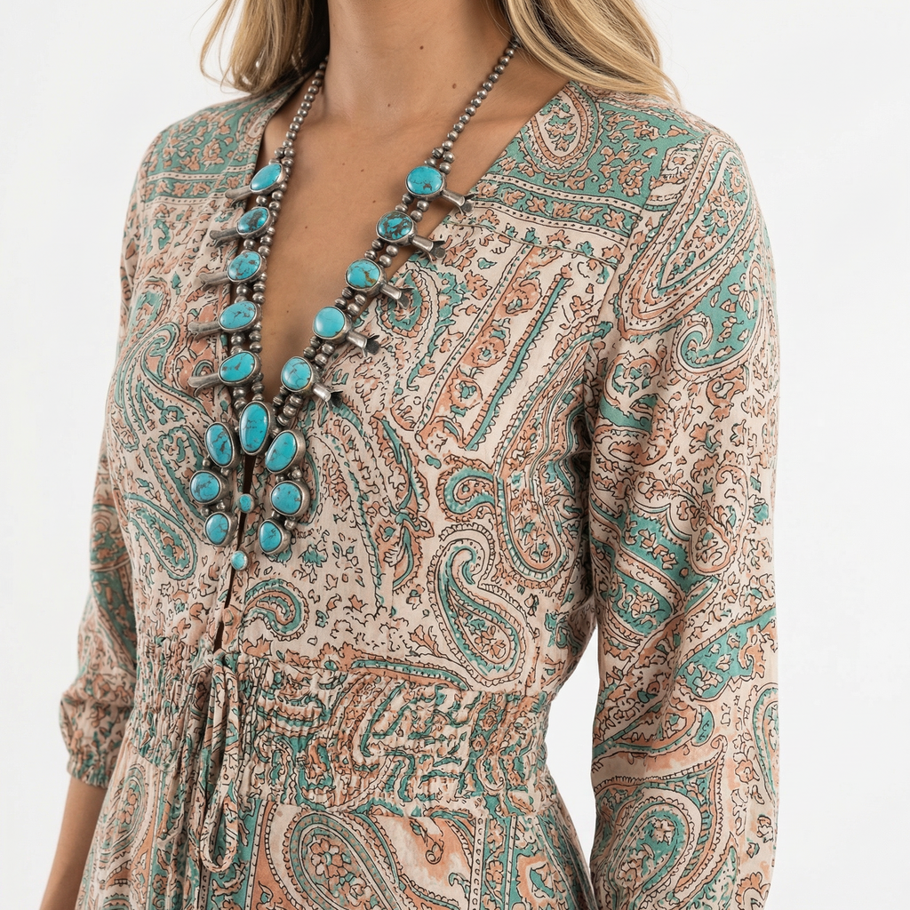 Boho Pikk Kleit V-kaelus