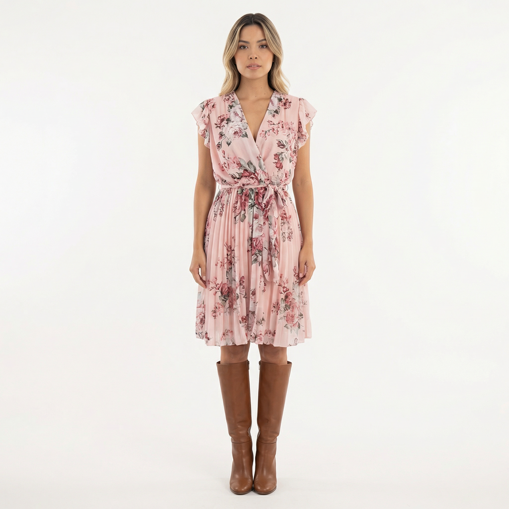 Kruvitud Lilled Midi Kleit