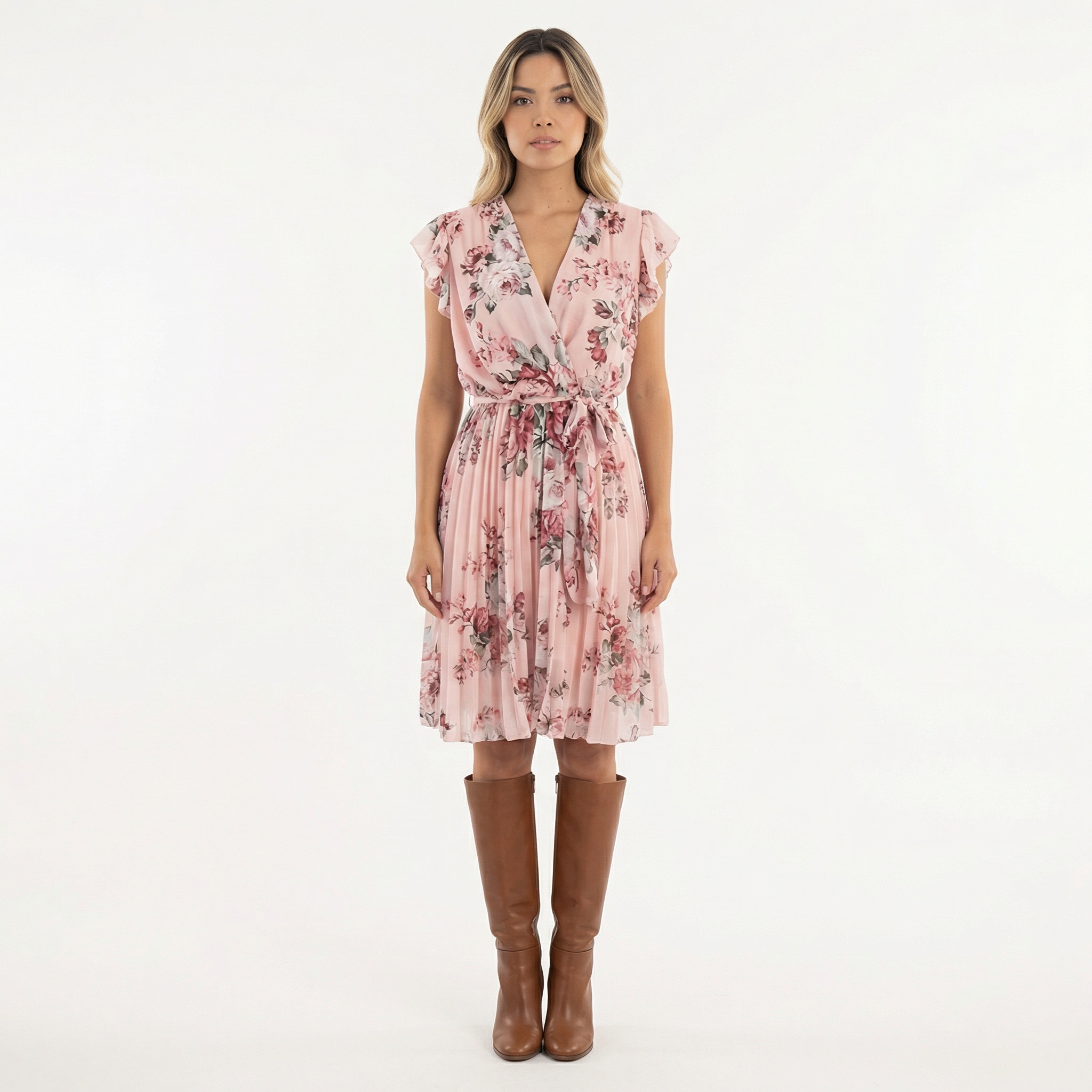 Kruvitud Lilled Midi Kleit