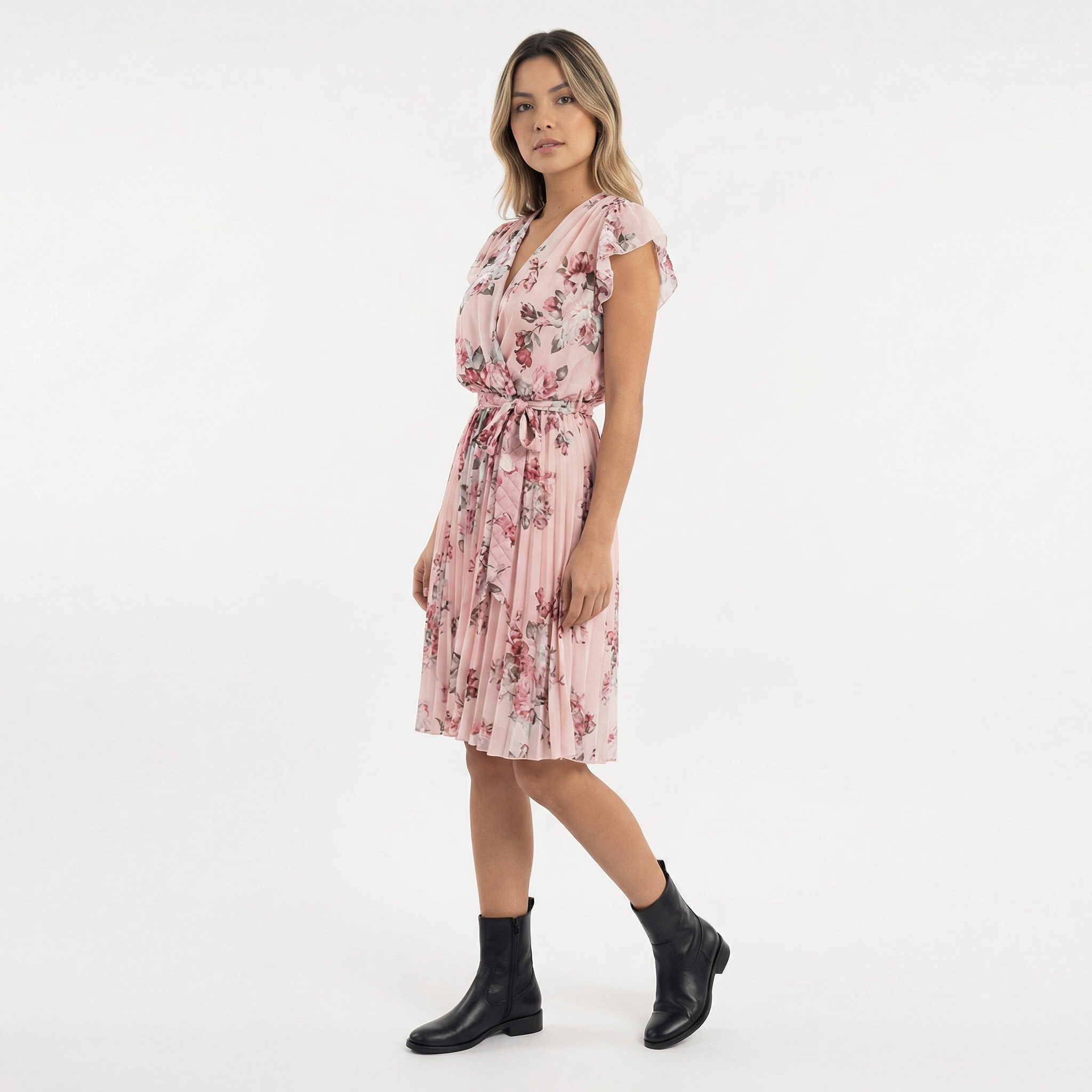 Kruvitud Lilled Midi Kleit