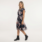Kruvitud Lilled Midi Kleit