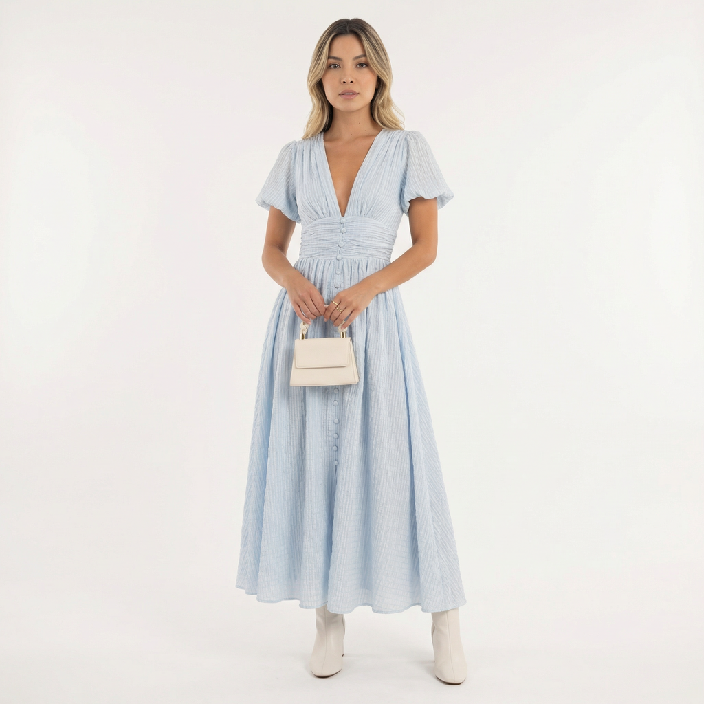 Kerge Sinine Midi Kleid