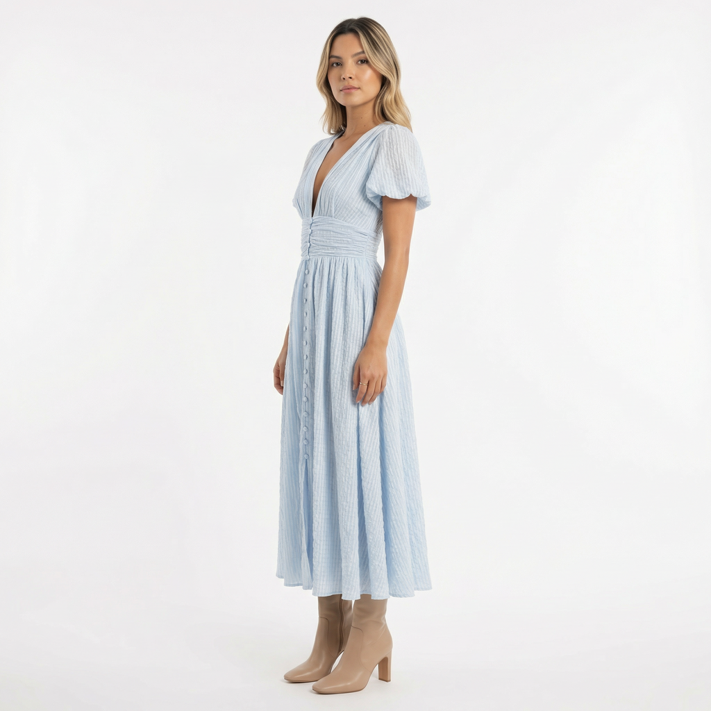 Kerge Sinine Midi Kleid