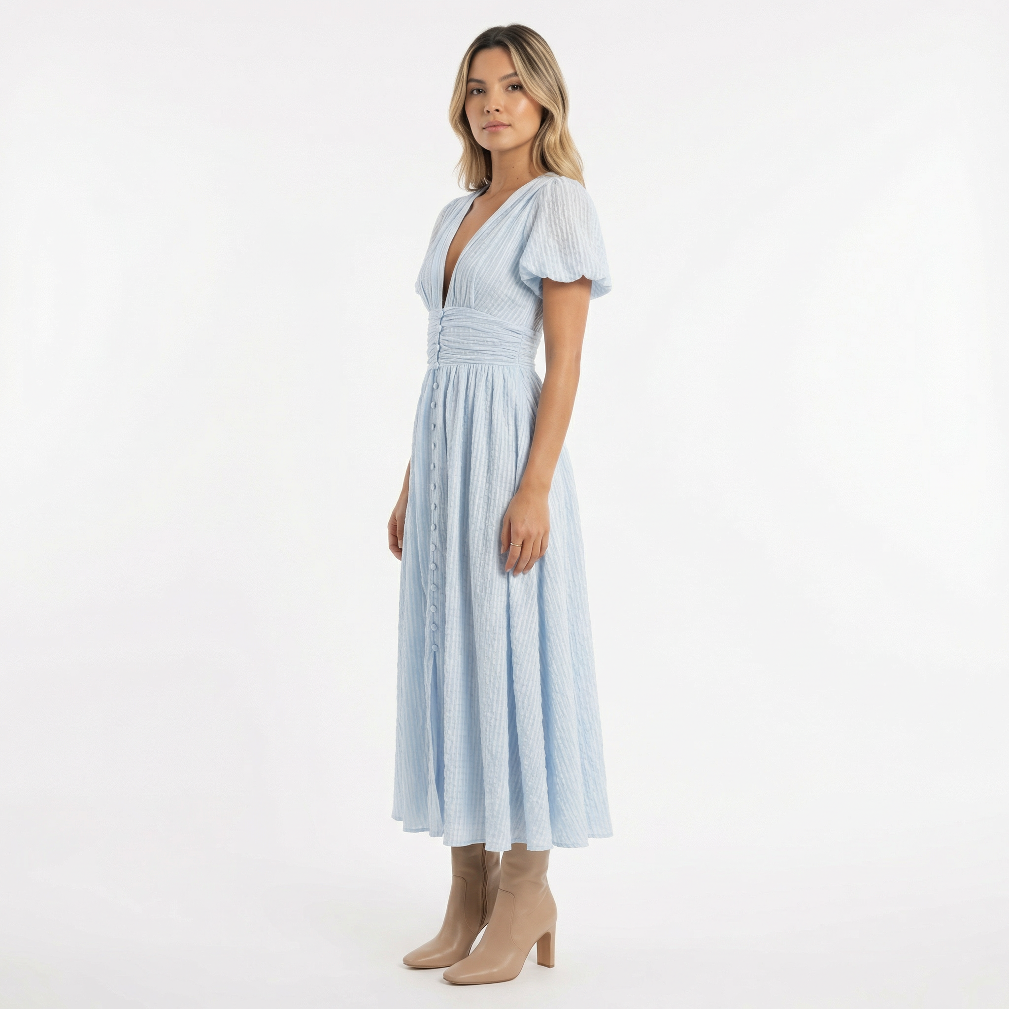Kerge Sinine Midi Kleid