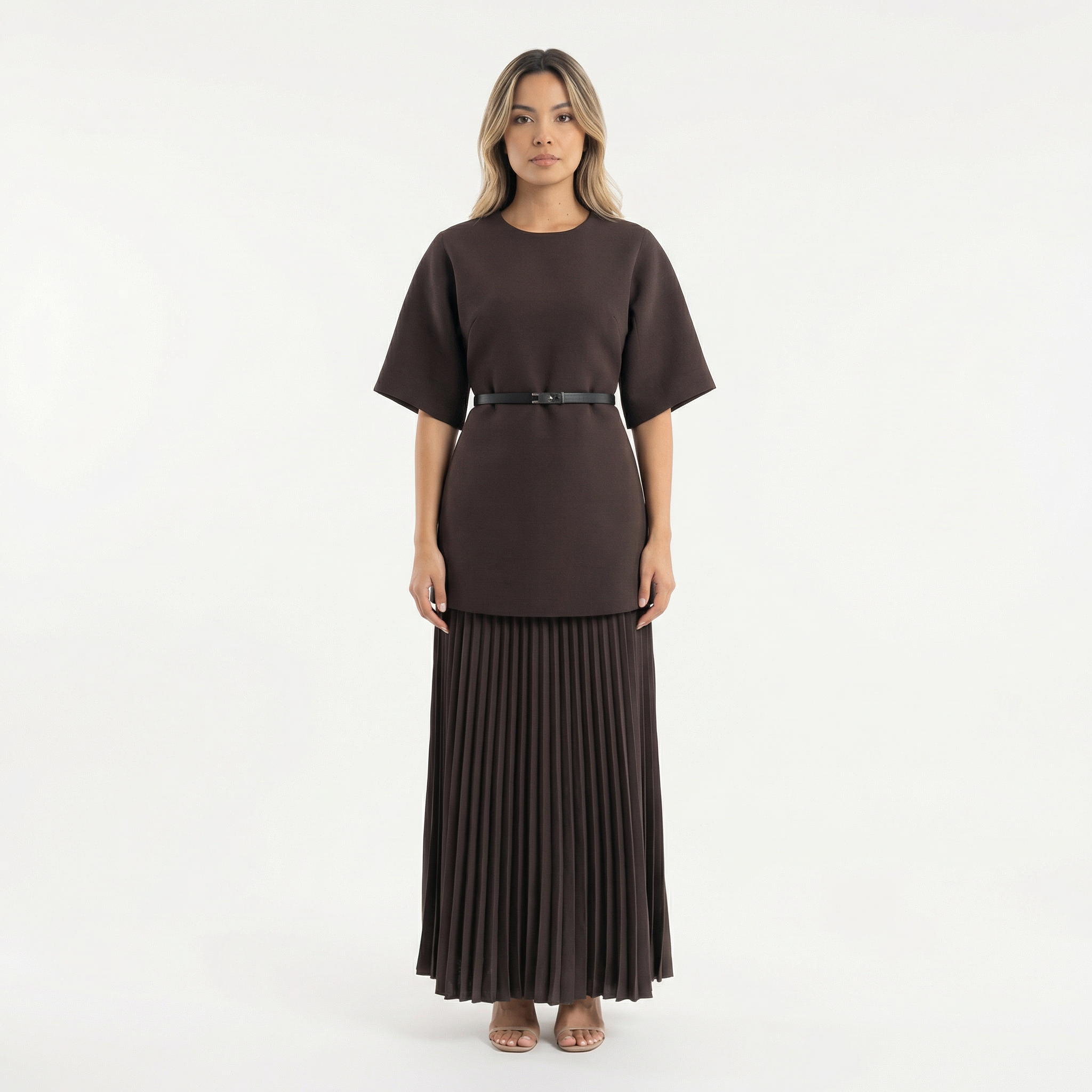 Elegantne Plisseeritud Midi Kleit