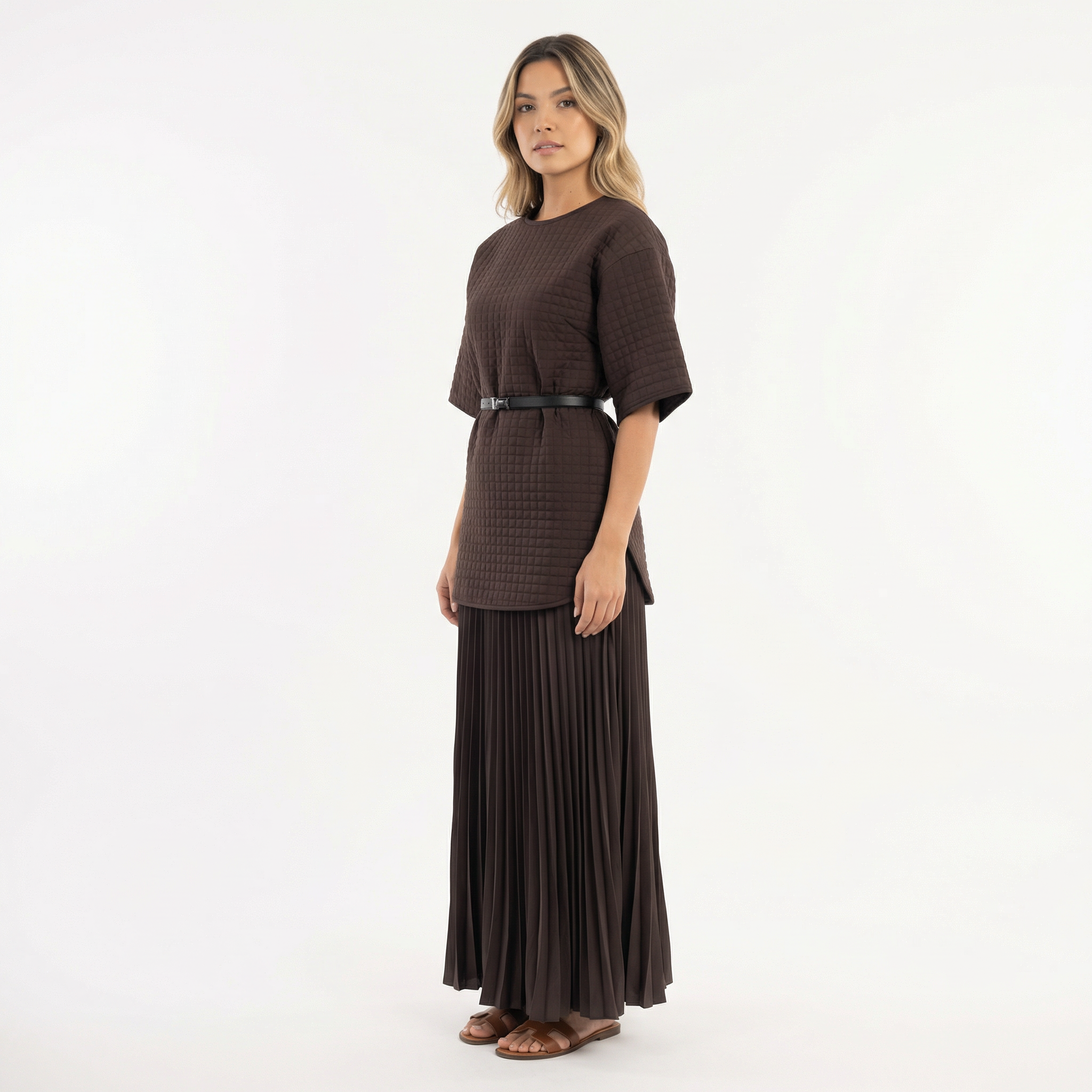 Elegantne Plisseeritud Midi Kleit