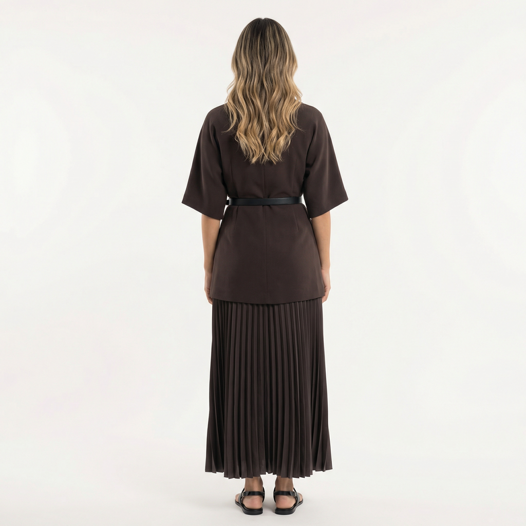 Elegantne Plisseeritud Midi Kleit