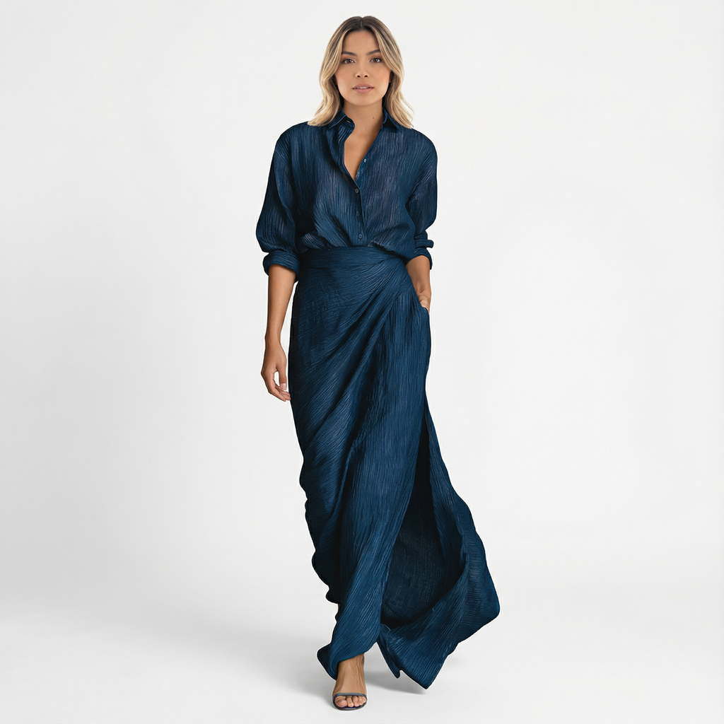 Elegantne Maxi Plisseeritud Komplekt Naistele