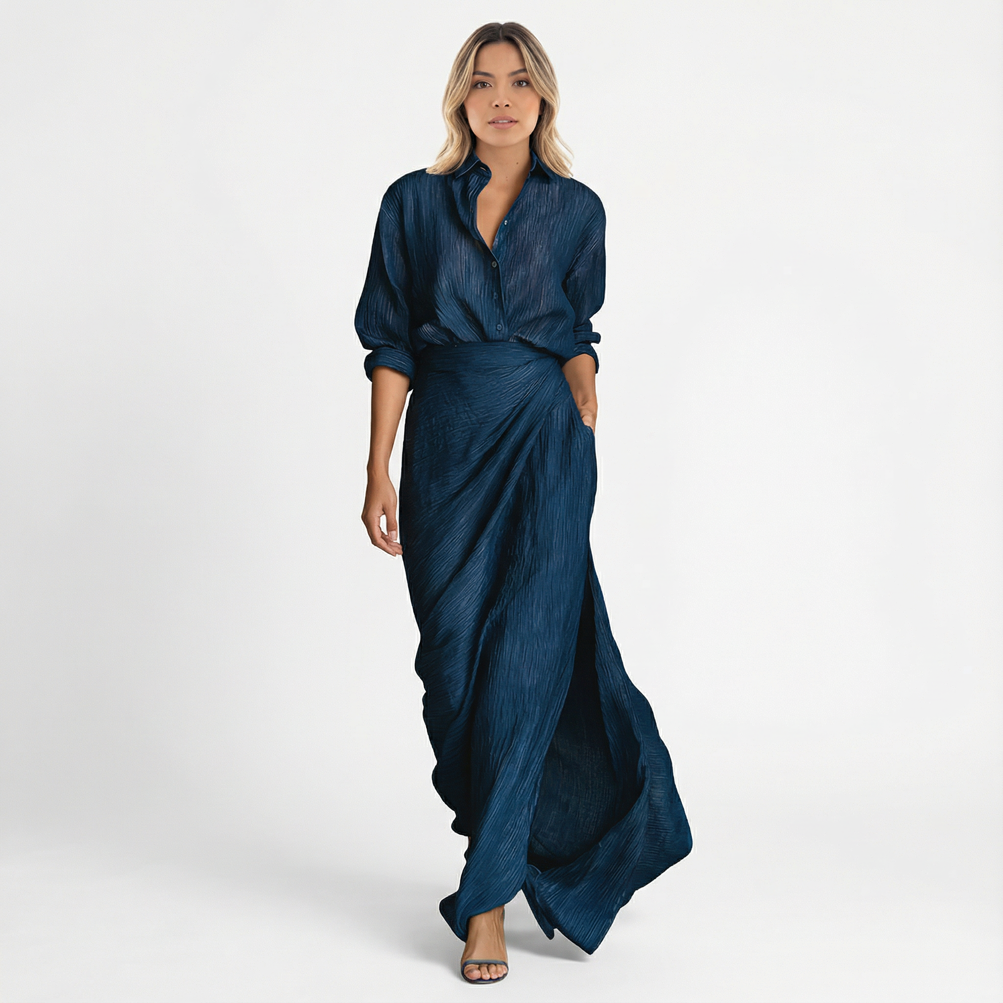Elegantne Maxi Plisseeritud Komplekt Naistele