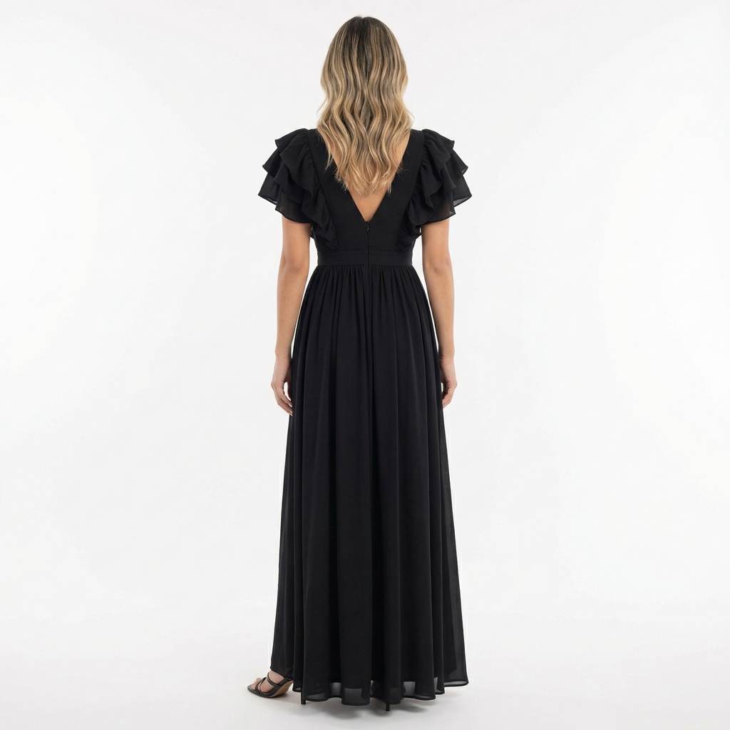 Elegantne pikk kleit volangidega