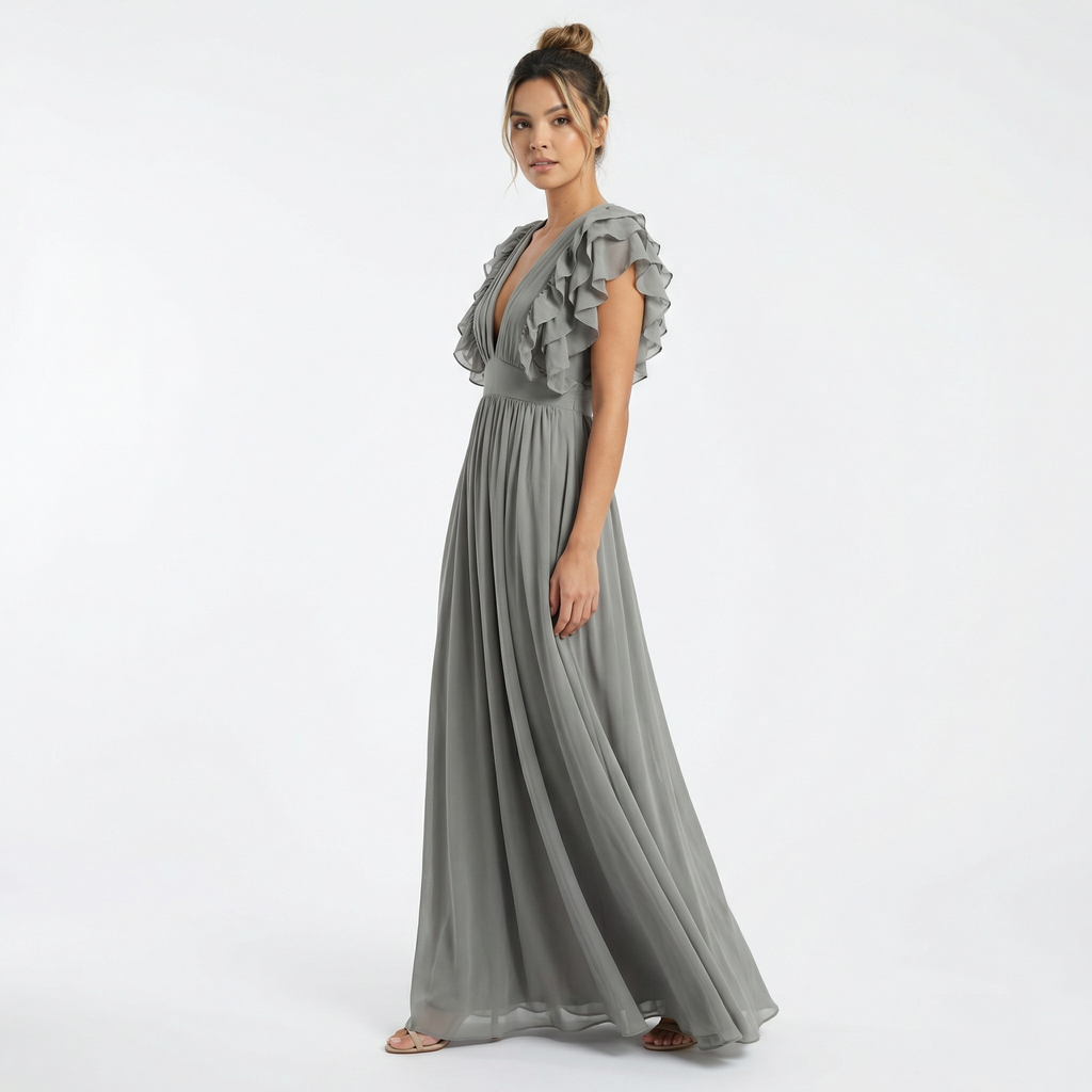 Elegantne pikk kleit volangidega