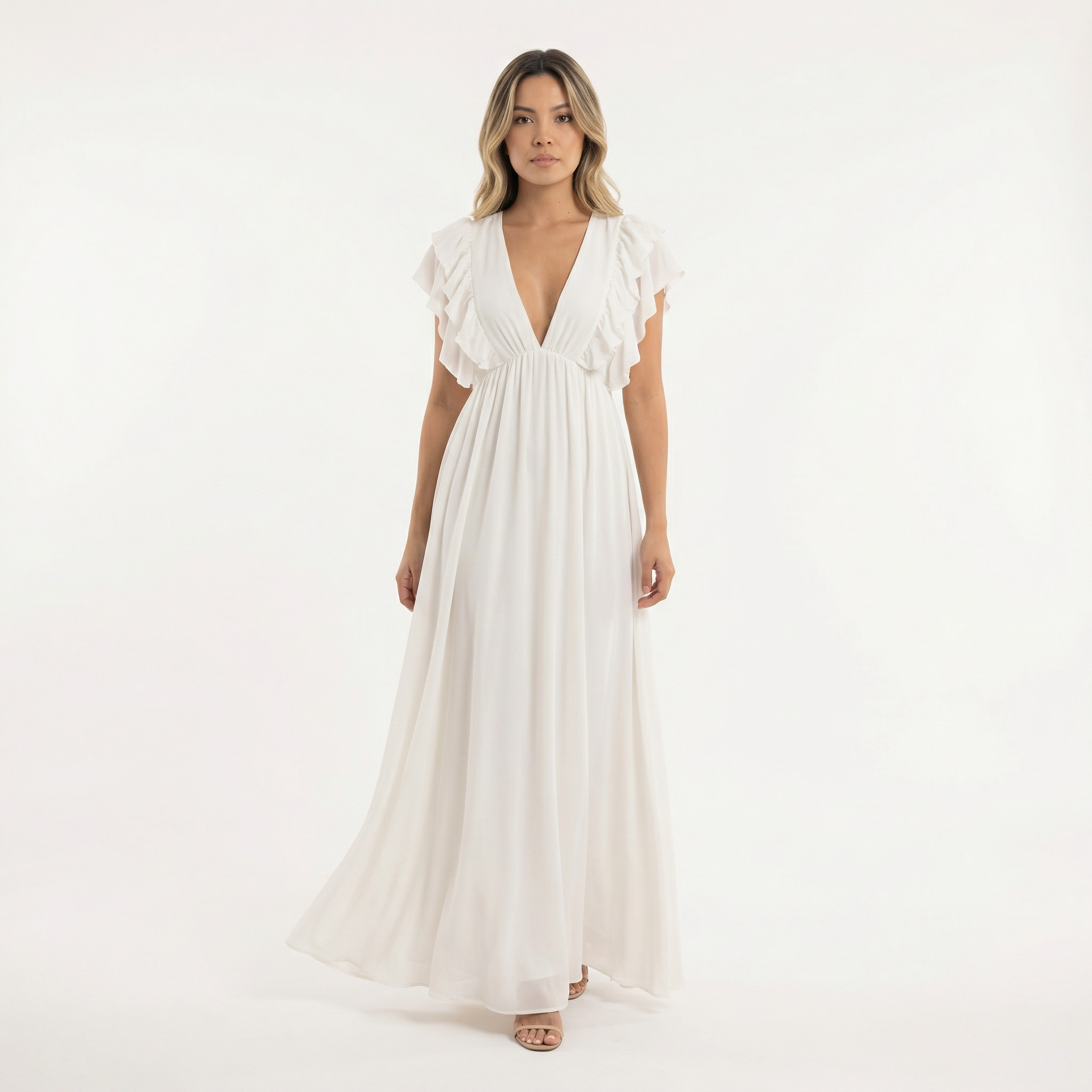 Elegantne pikk kleit volangidega