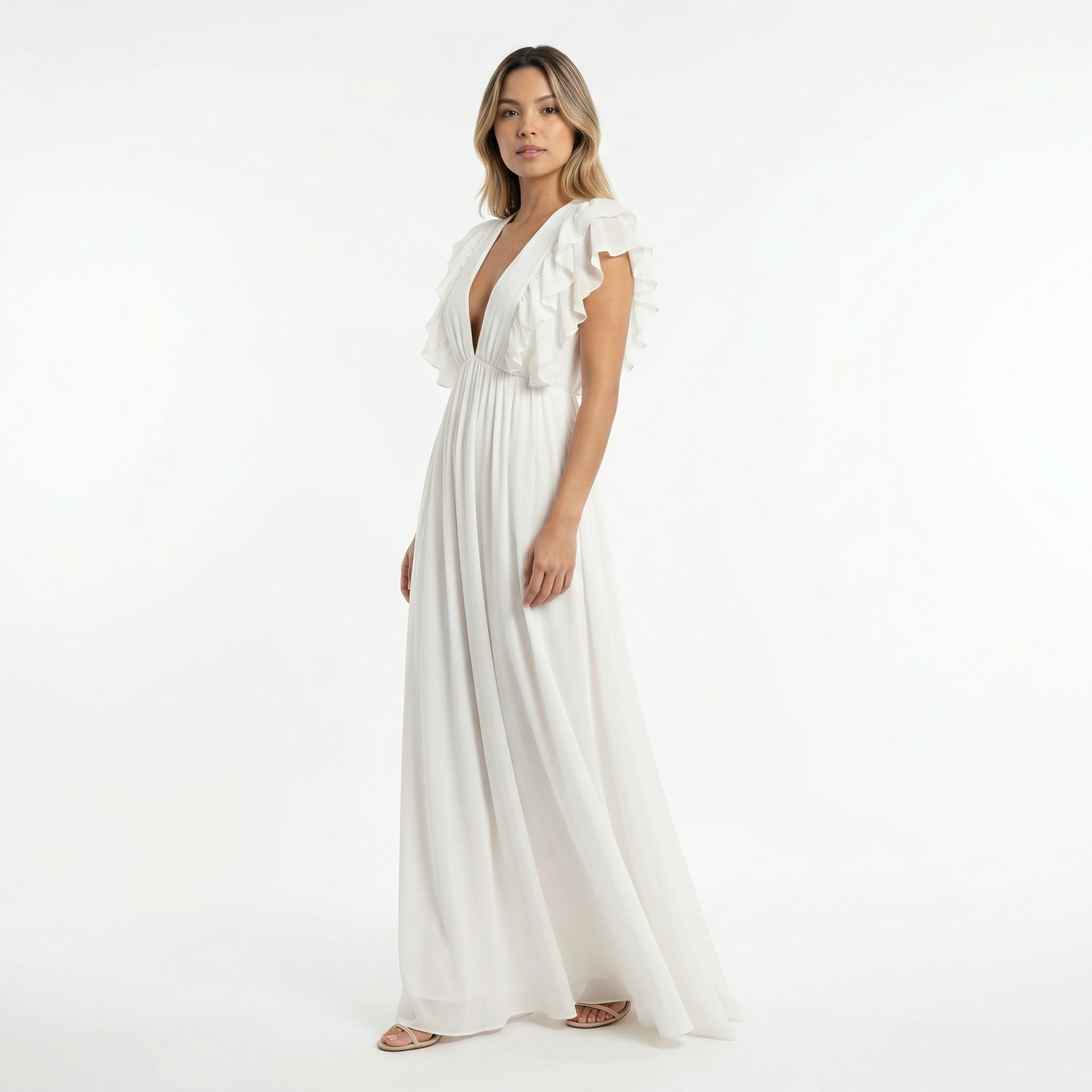 Elegantne pikk kleit volangidega