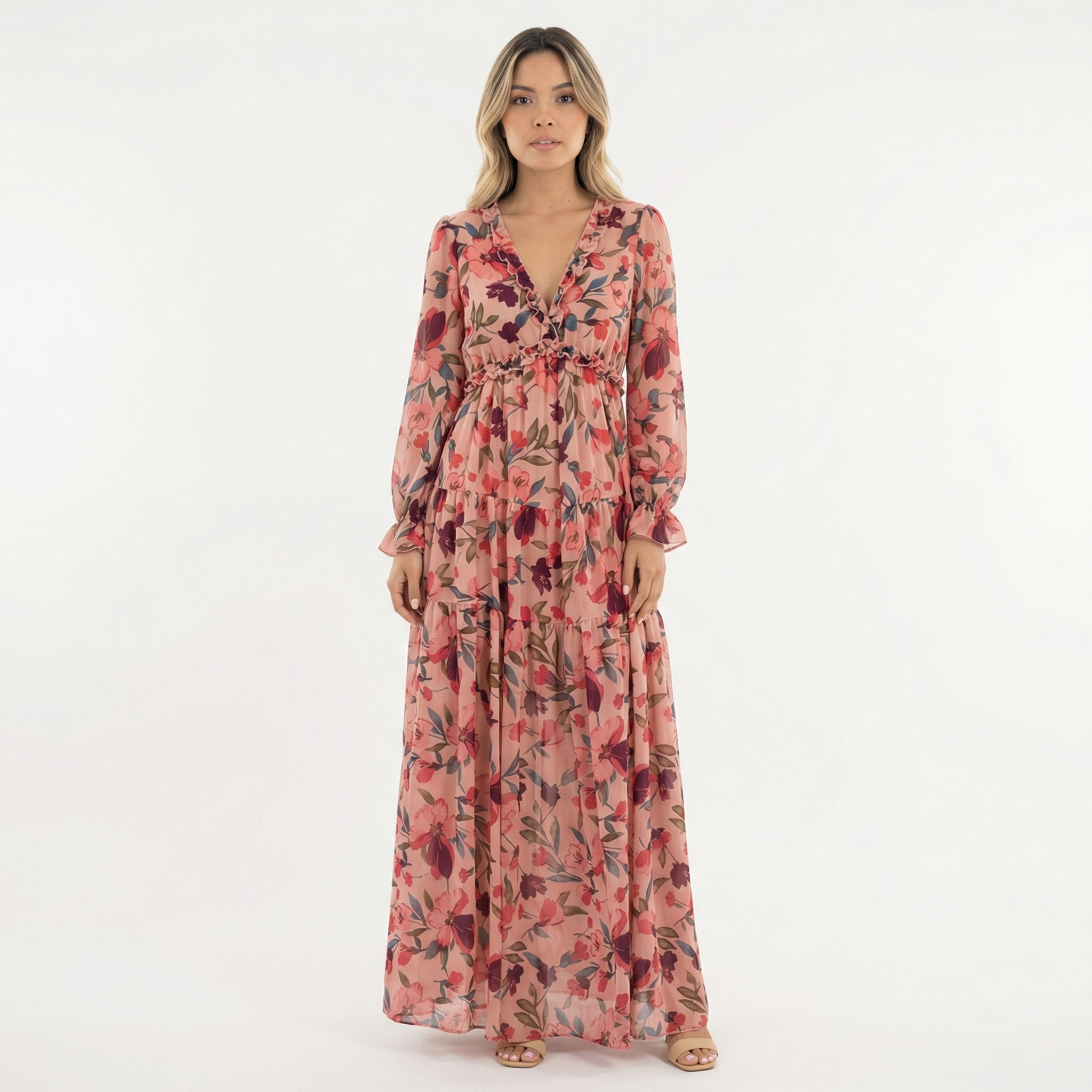 Boho Pikk Lilleline Kleid