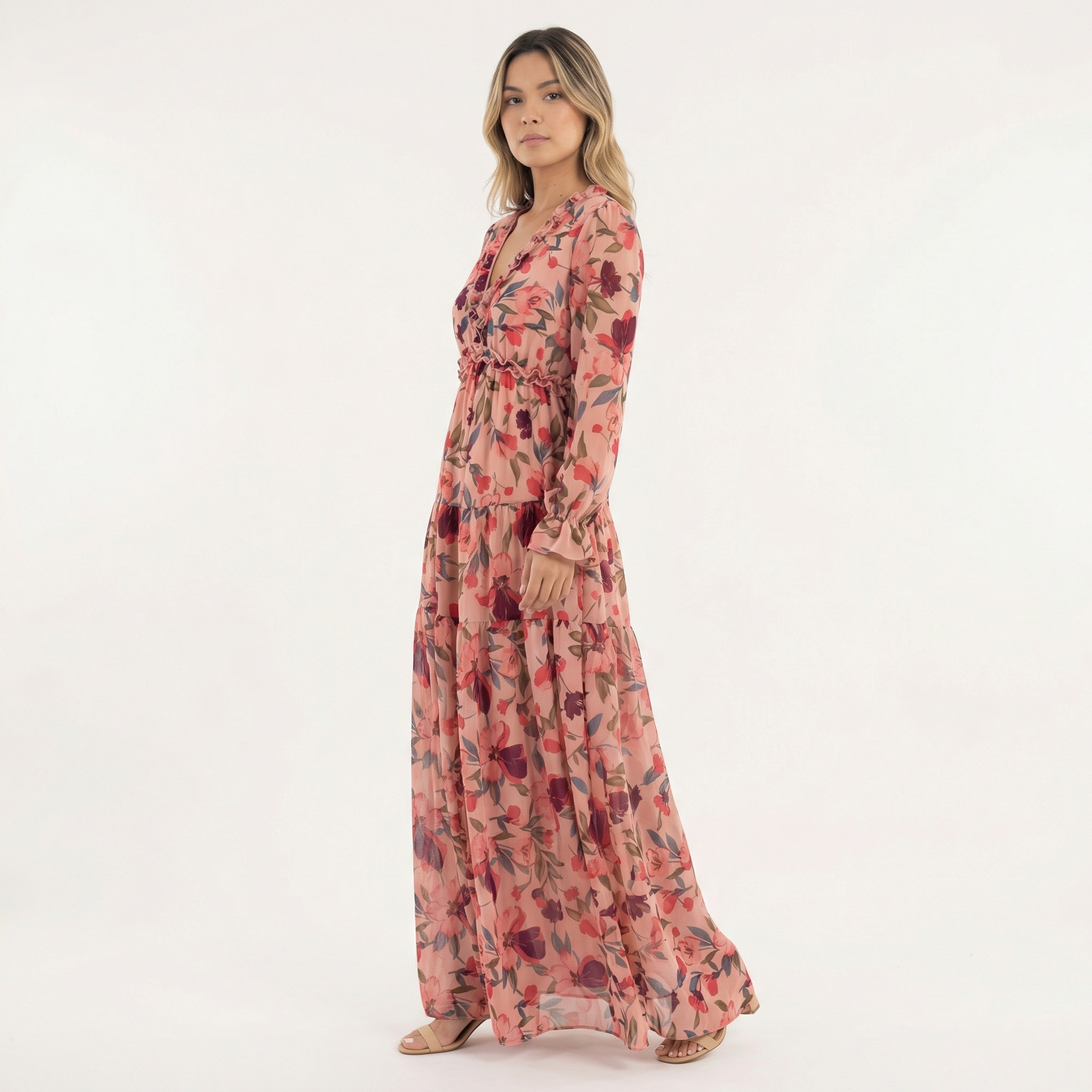 Boho Pikk Lilleline Kleid