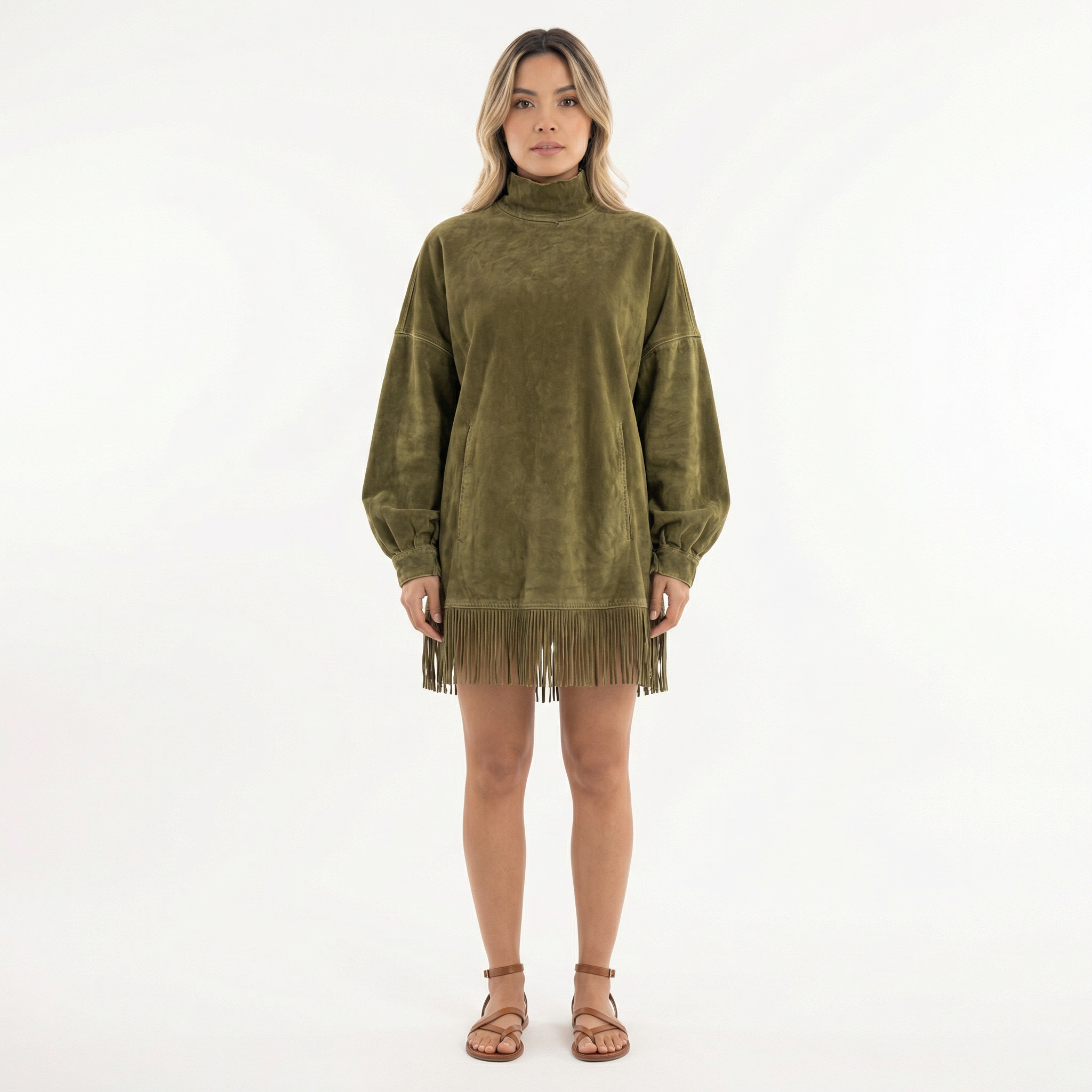 Lühike Suede Kleit Frillidega