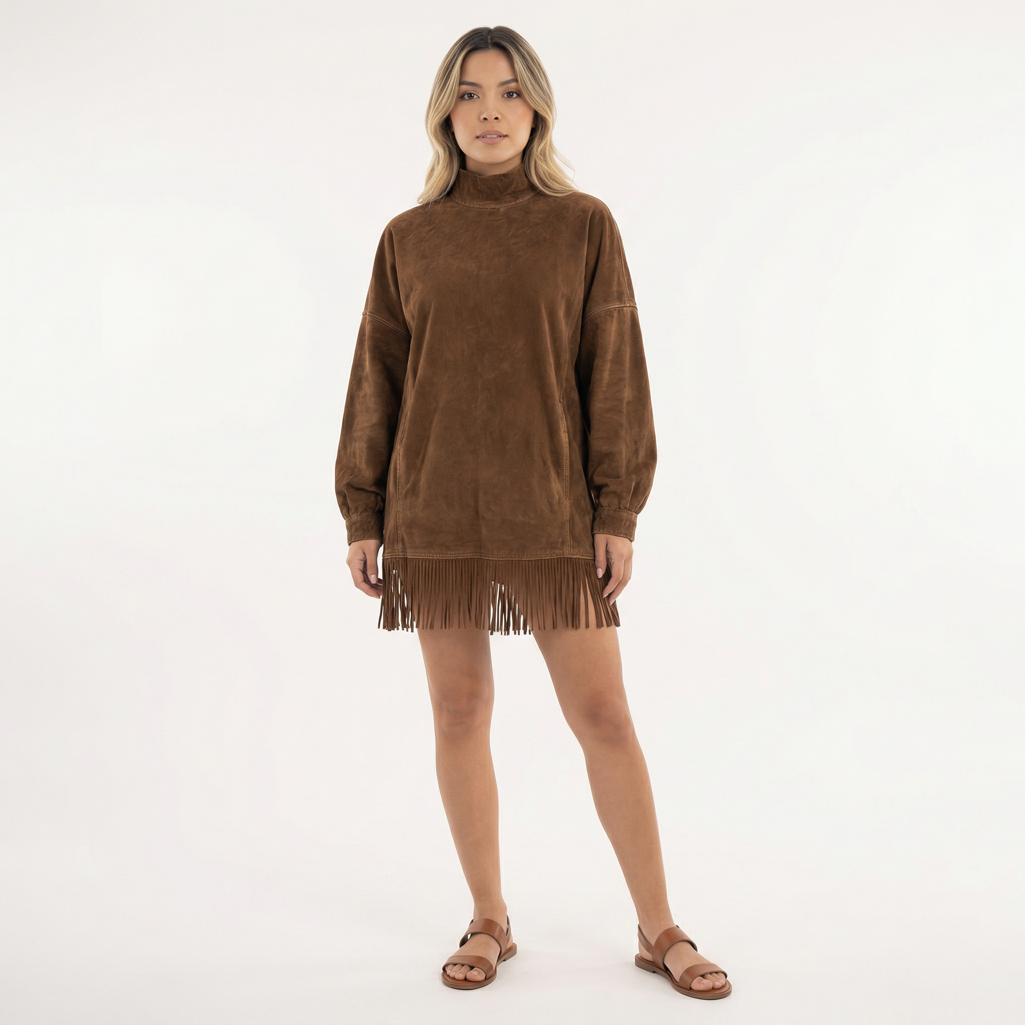 Lühike Suede Kleit Frillidega