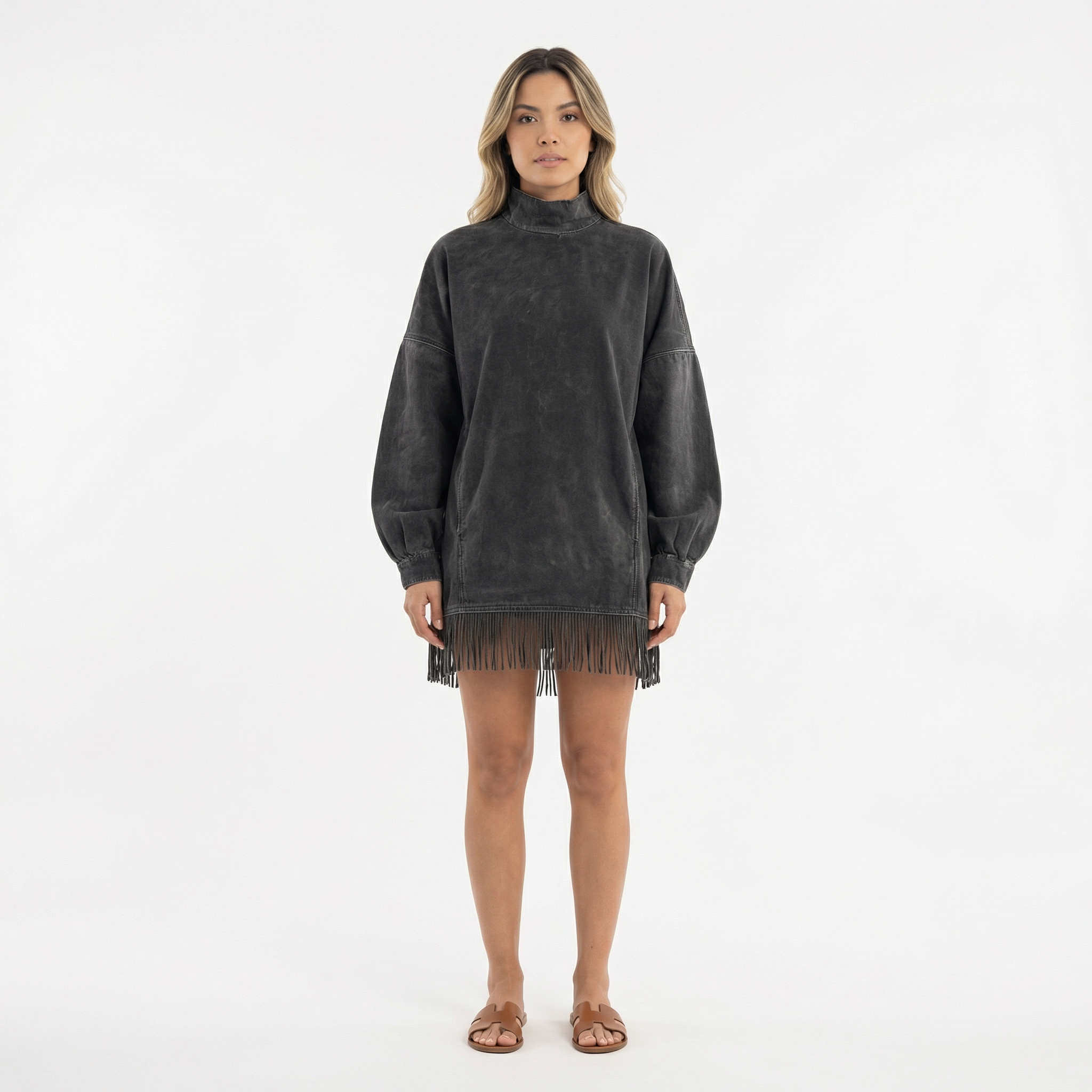 Lühike Suede Kleit Frillidega