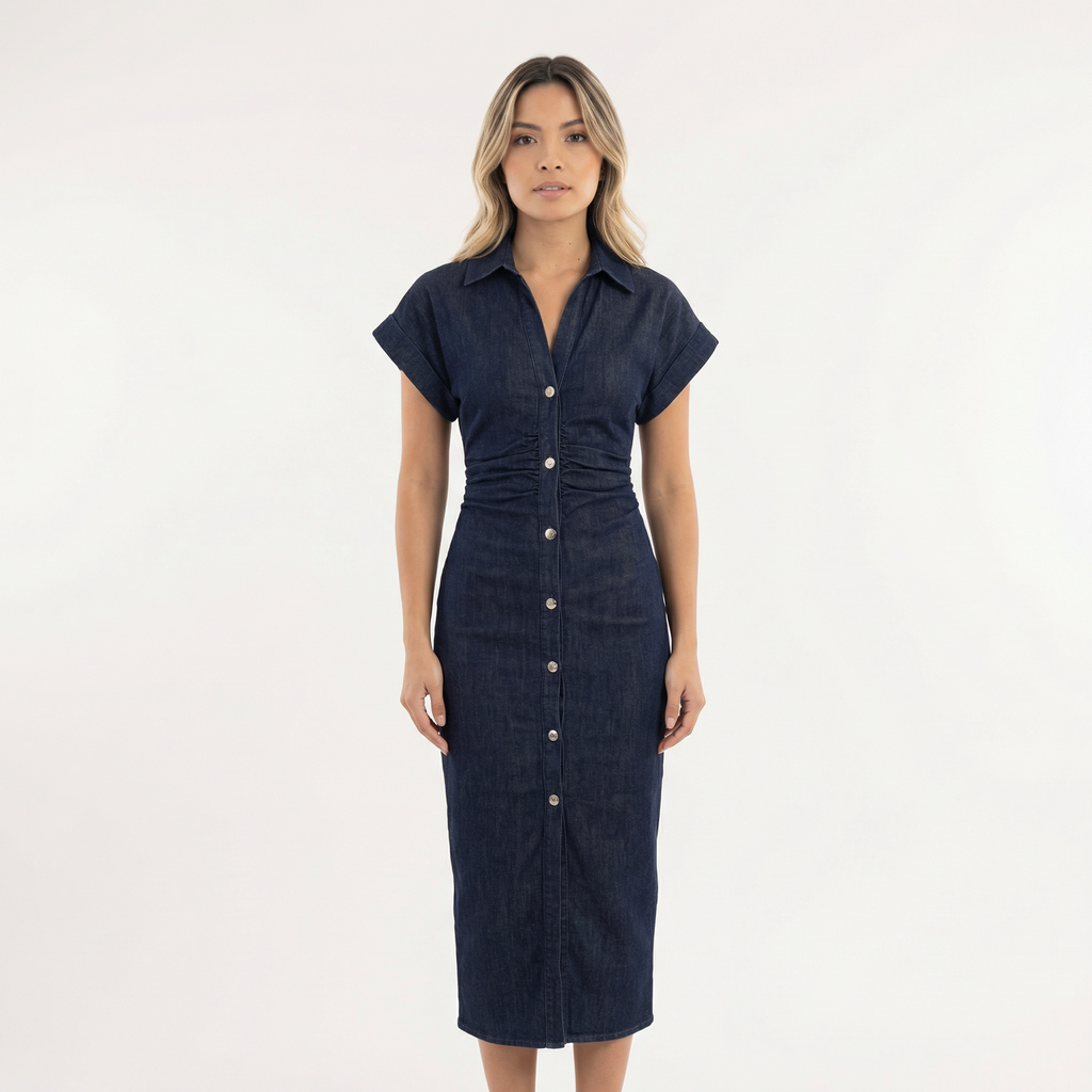 Elegantne Midi Denim Kleid